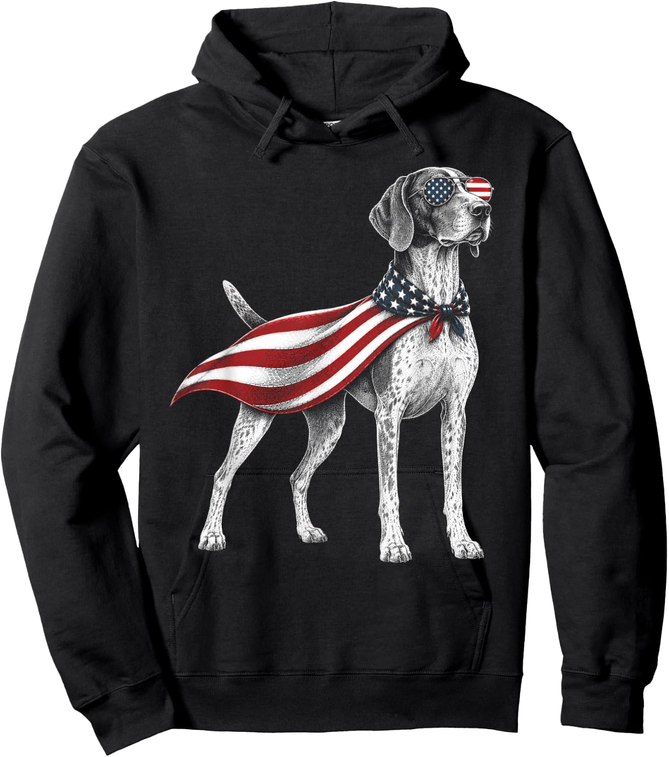 German Shorthaired Pointer 4th of July US American Flag Dog Hoodie - Hoodie | Black