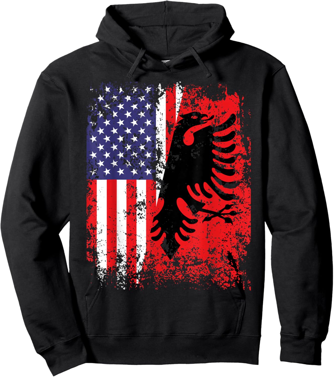 Albanian American Flag USA Albania Flag Hoodie - Hoodie | Black