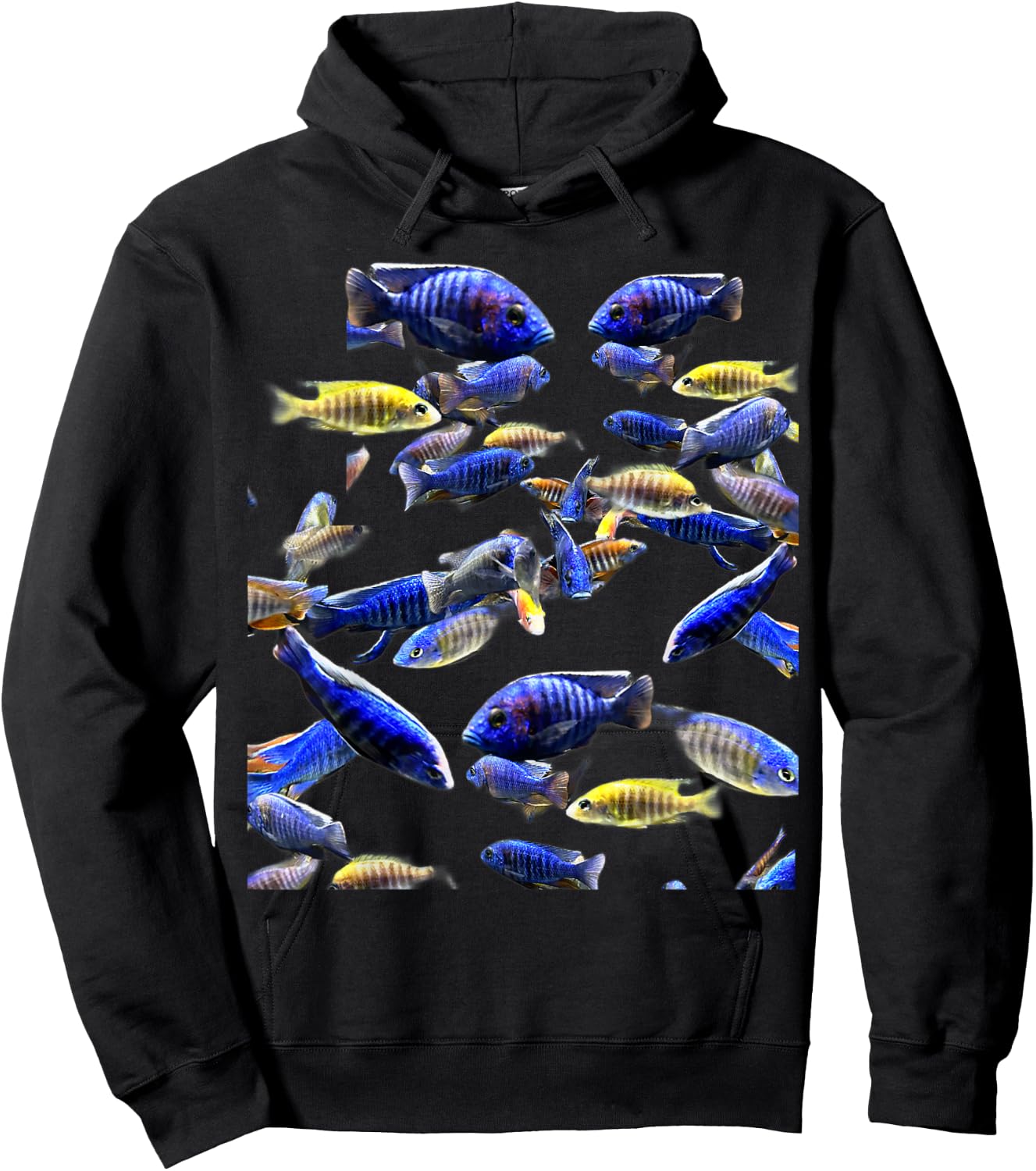 Blue Peacock African Cichlid - Aulonocara Nyassae Species Hoodie - Hoodie | Black