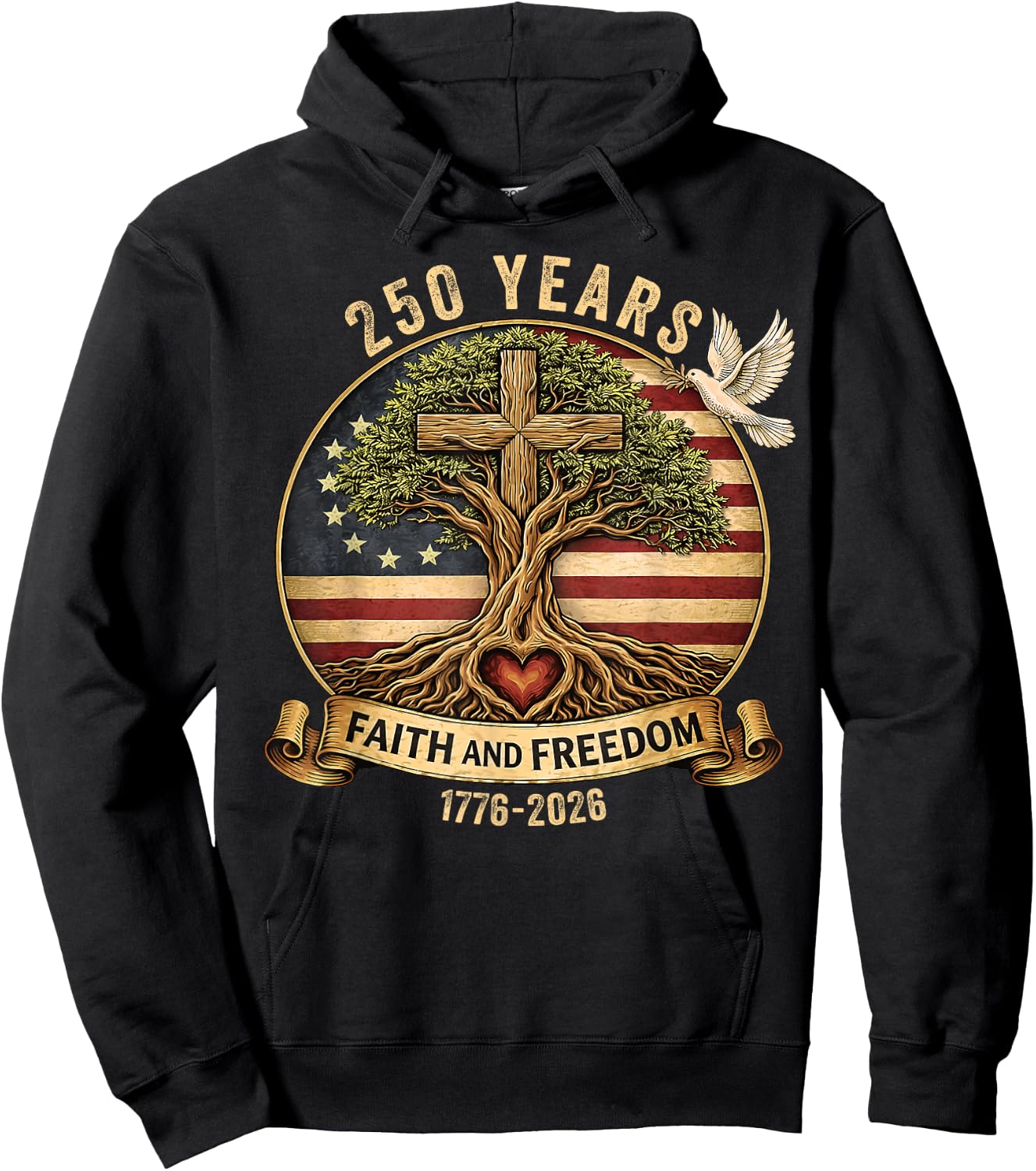 250 Years 1776-2026 Christian USA 250th Jesus God 4th July Hoodie - Hoodie | Black