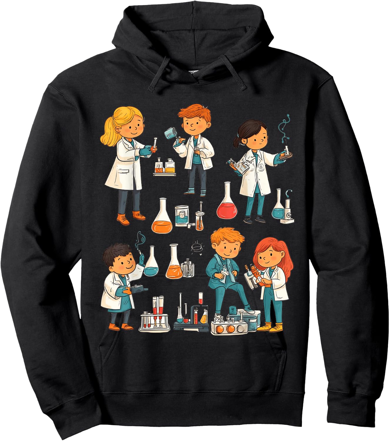 Laboratoire Scientifique Dessin Animé Éducation STEM Hoodie - Hoodie | Black