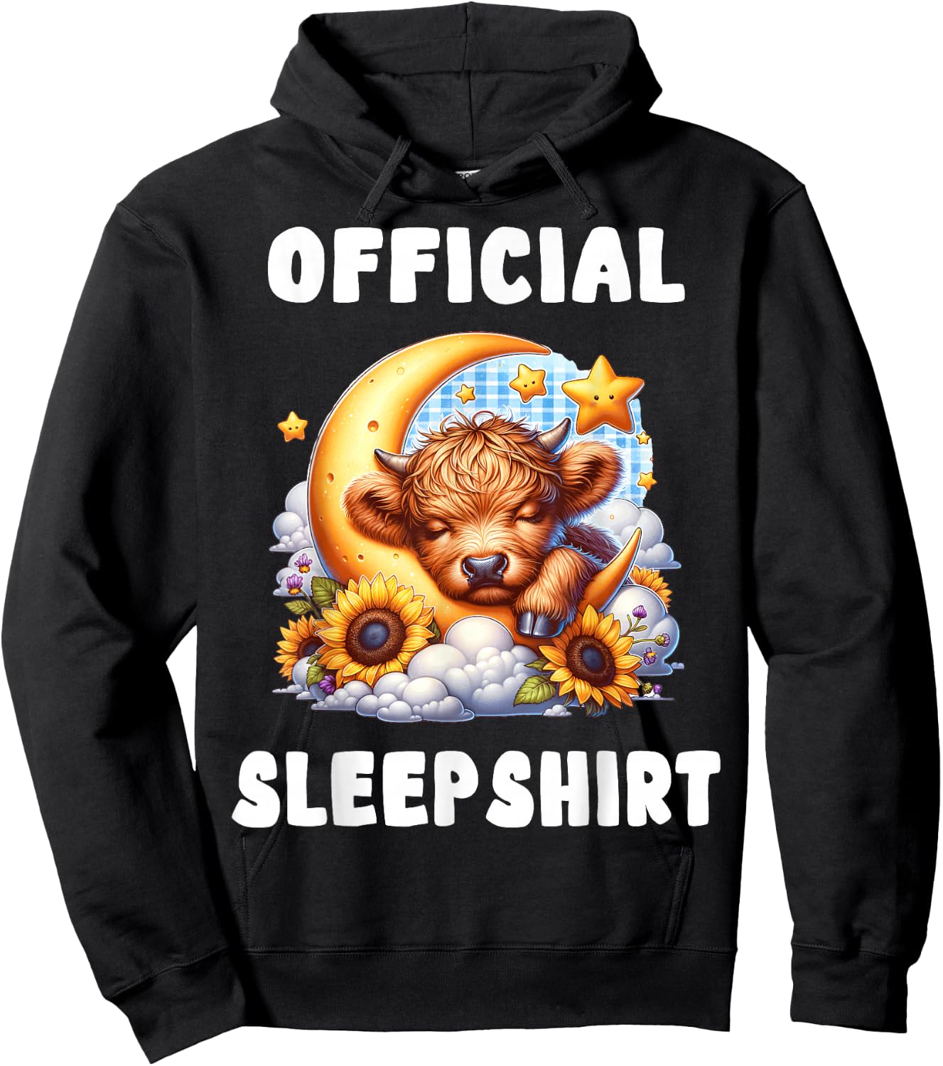 Highland_cow - Official Sleepshirt Pajamas Nightgown Hoodie - Hoodie | Black