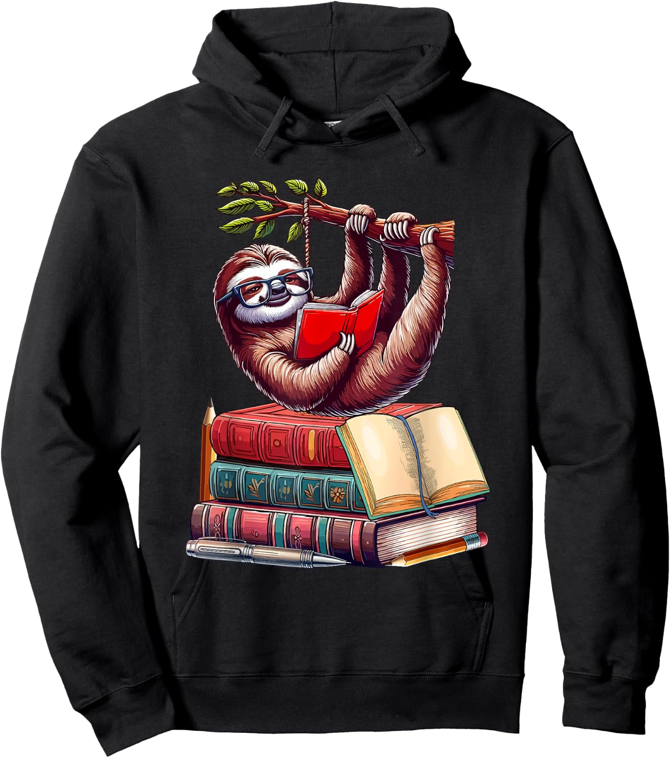 Sloth Reading Books Matching Bookworm Readers Librarian Hoodie - Hoodie | Black
