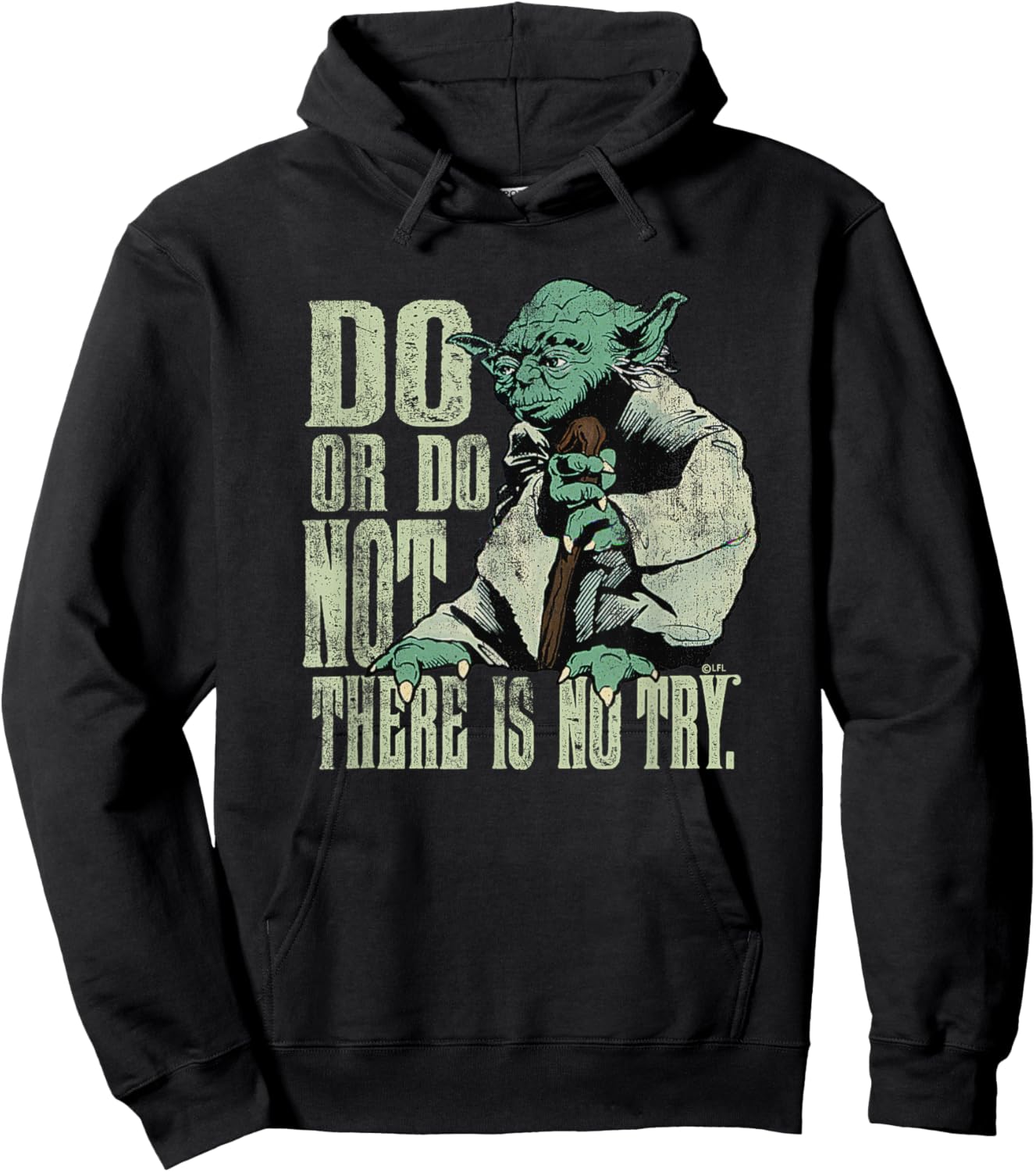 Star Wars Yoda Do or Do Not There is No Try Vintage Style , black Hoodie - Hoodie | Black