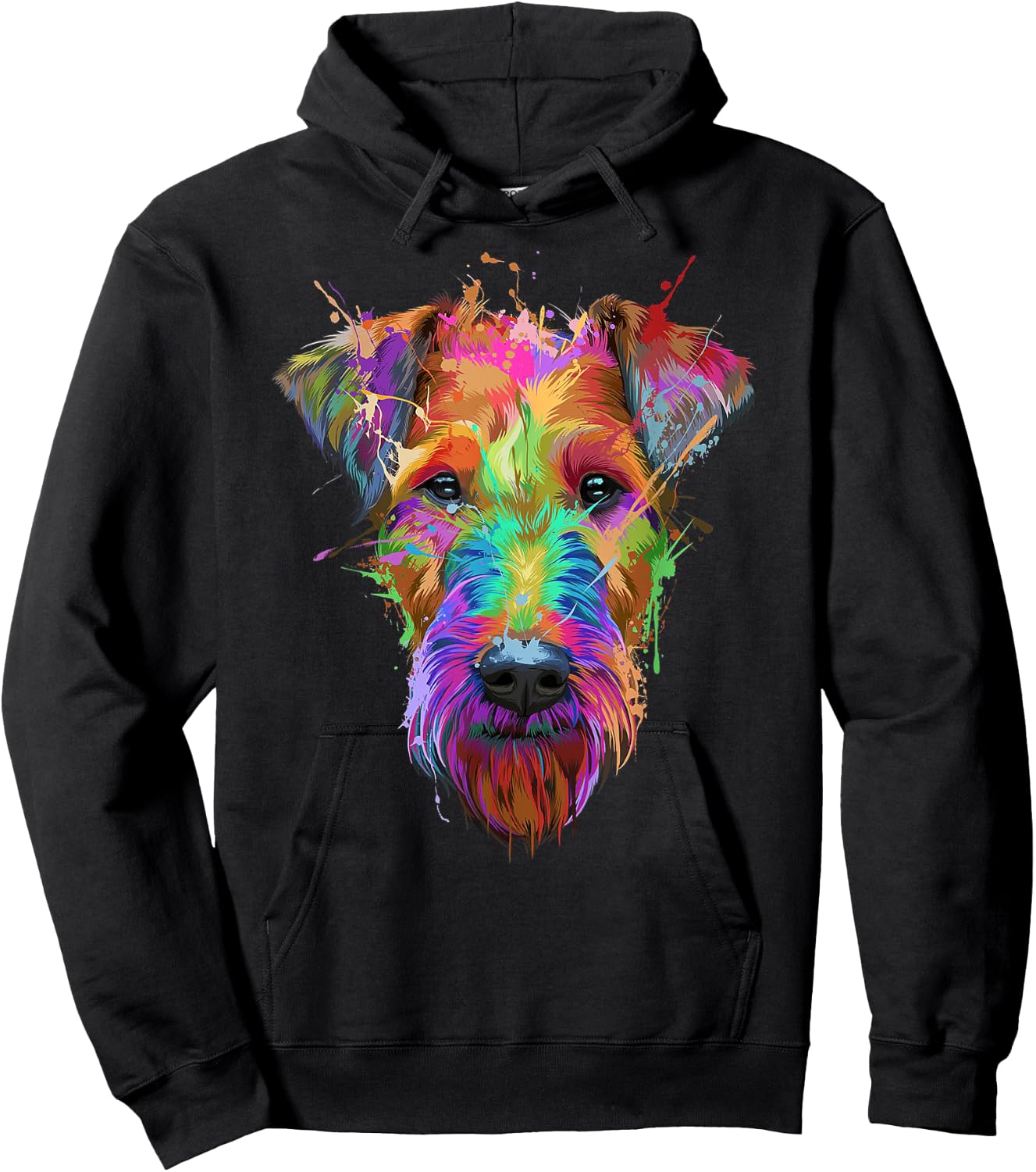 Cute Airedale Terrier Dog Colorful Pop Art Style Retro Hoodie - Hoodie | Black