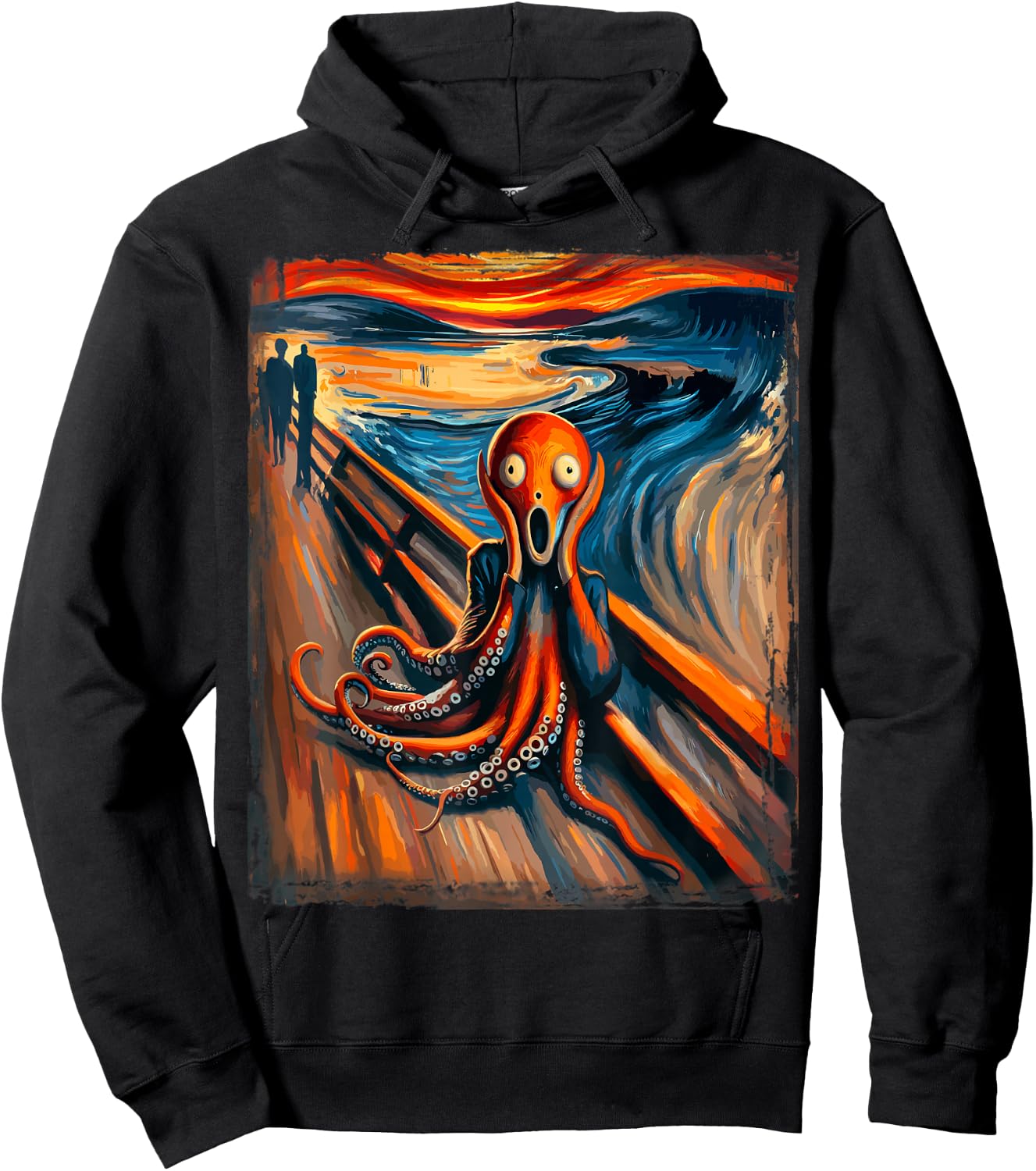 Scream Funny Ocean Surreal Artwork Humor Art Artsty Octopus Hoodie - Hoodie | Black