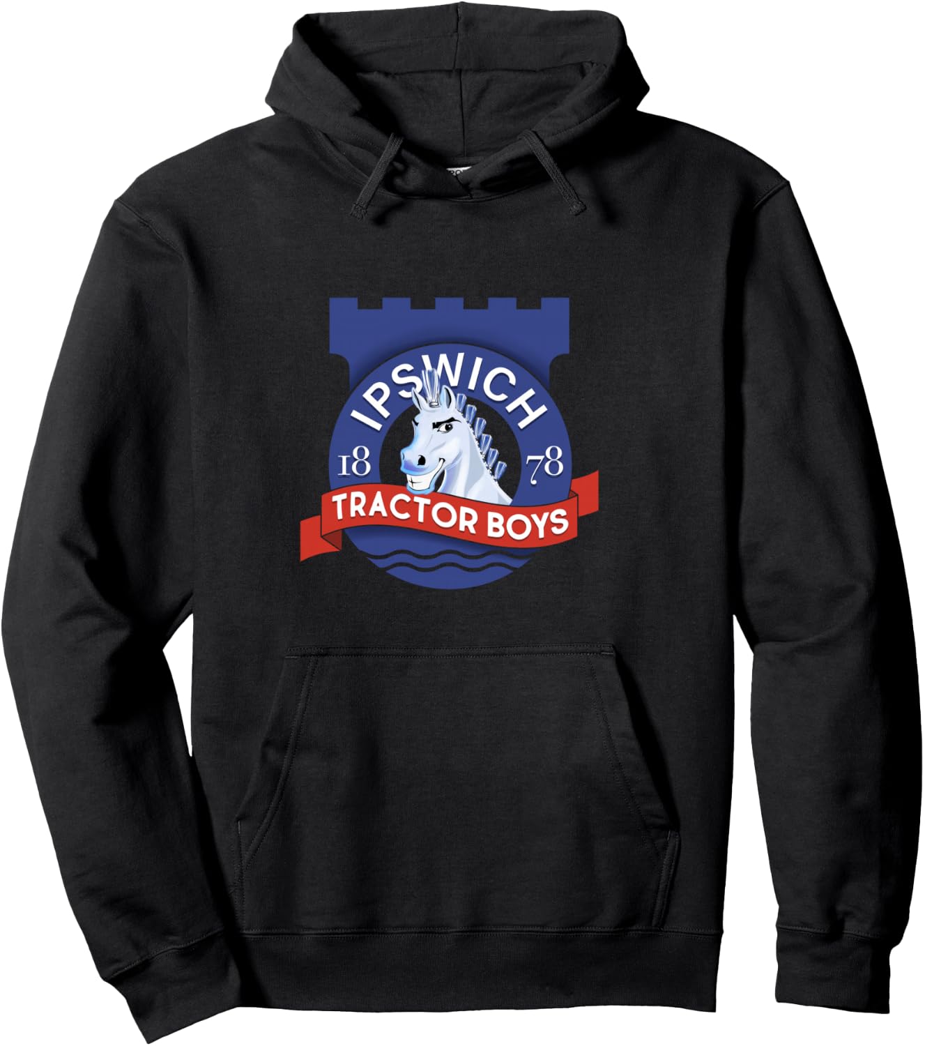 Ipswich Town Fan Tractor Boys - Suffolk Punch Badge Hoodie - Hoodie | Black