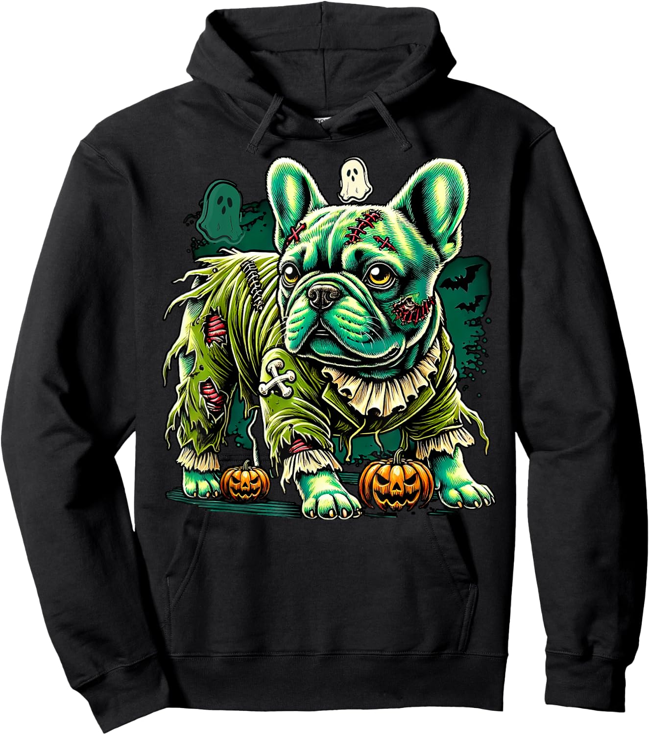 Zombie French Bulldog Halloween Dog Undead Puppy Costume Women Hoodie - Hoodie | Black
