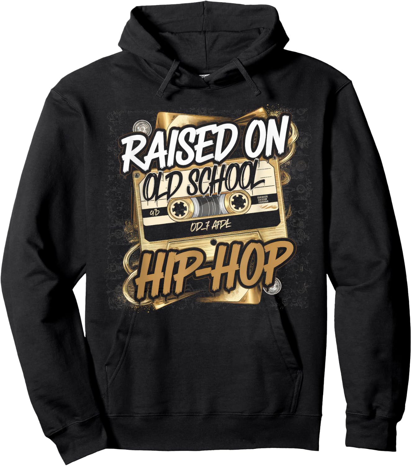 RAISED ON OLD SCHOOL HIP HOP Cassette Graffiti Rap Hoodie - Hoodie | Black