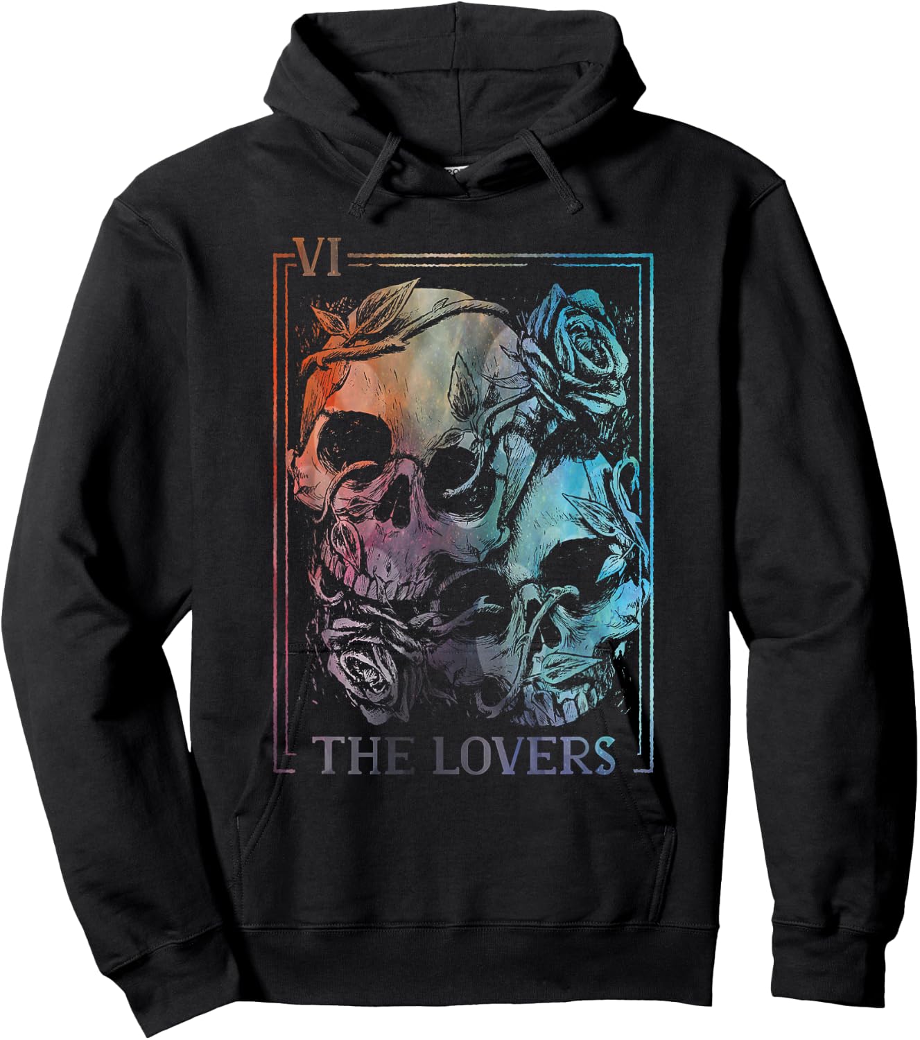 The Lovers Tarot Card Occult Goth Halloween Gothic Soulmate Hoodie - Hoodie | Black