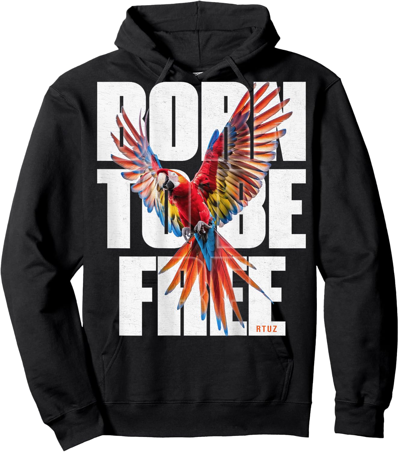 Hip Hop Y2K Vintage Urban Streetwear Backprint Ara Papagei Hoodie - Hoodie | Black