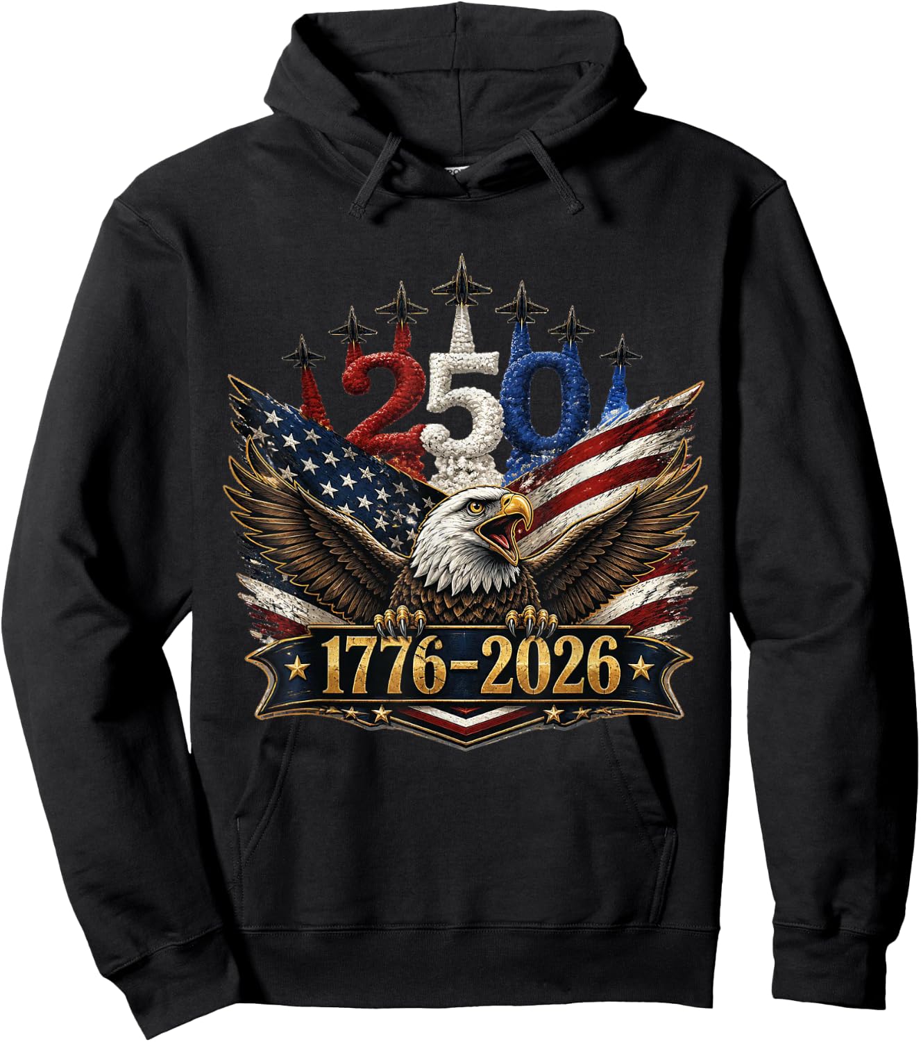 250 Years American 250th USA Patriotic 4th of July Hoodie - Hoodie | Black