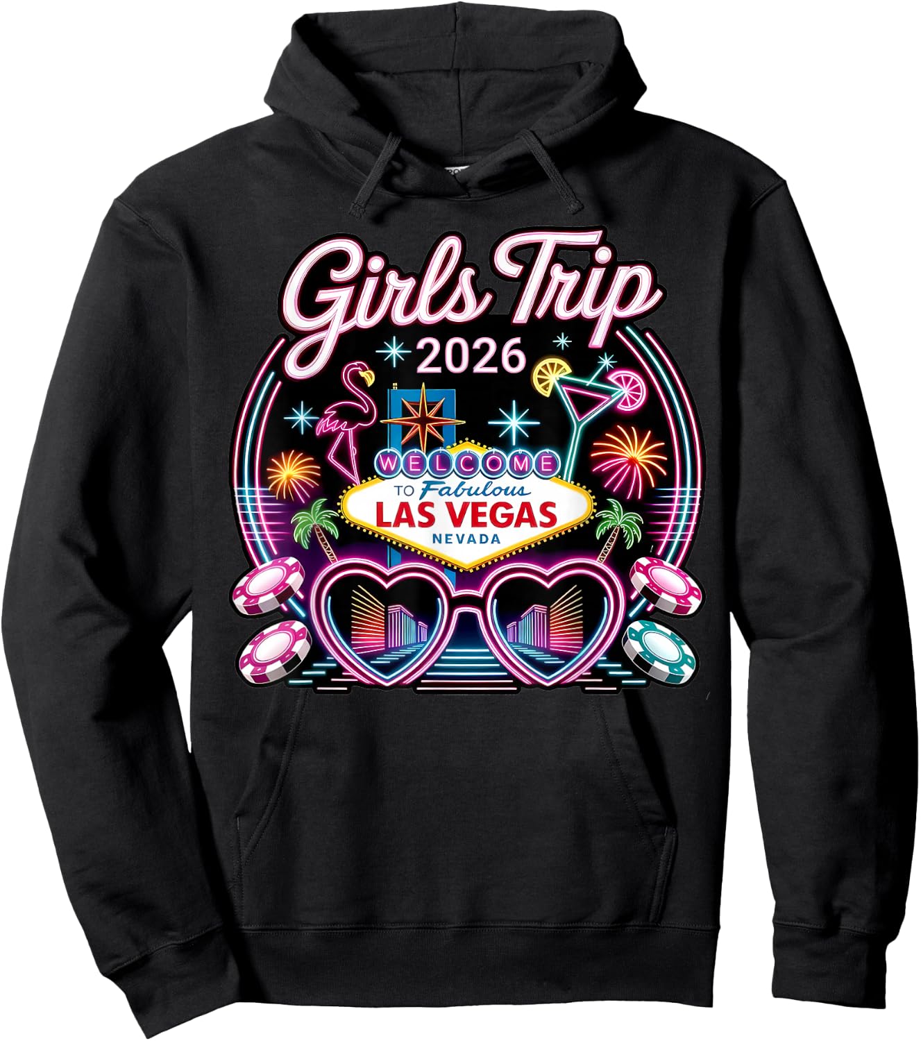 Girls Trip Las Vegas Vacation 2026 Friends Matching Hoodie - Hoodie | Black