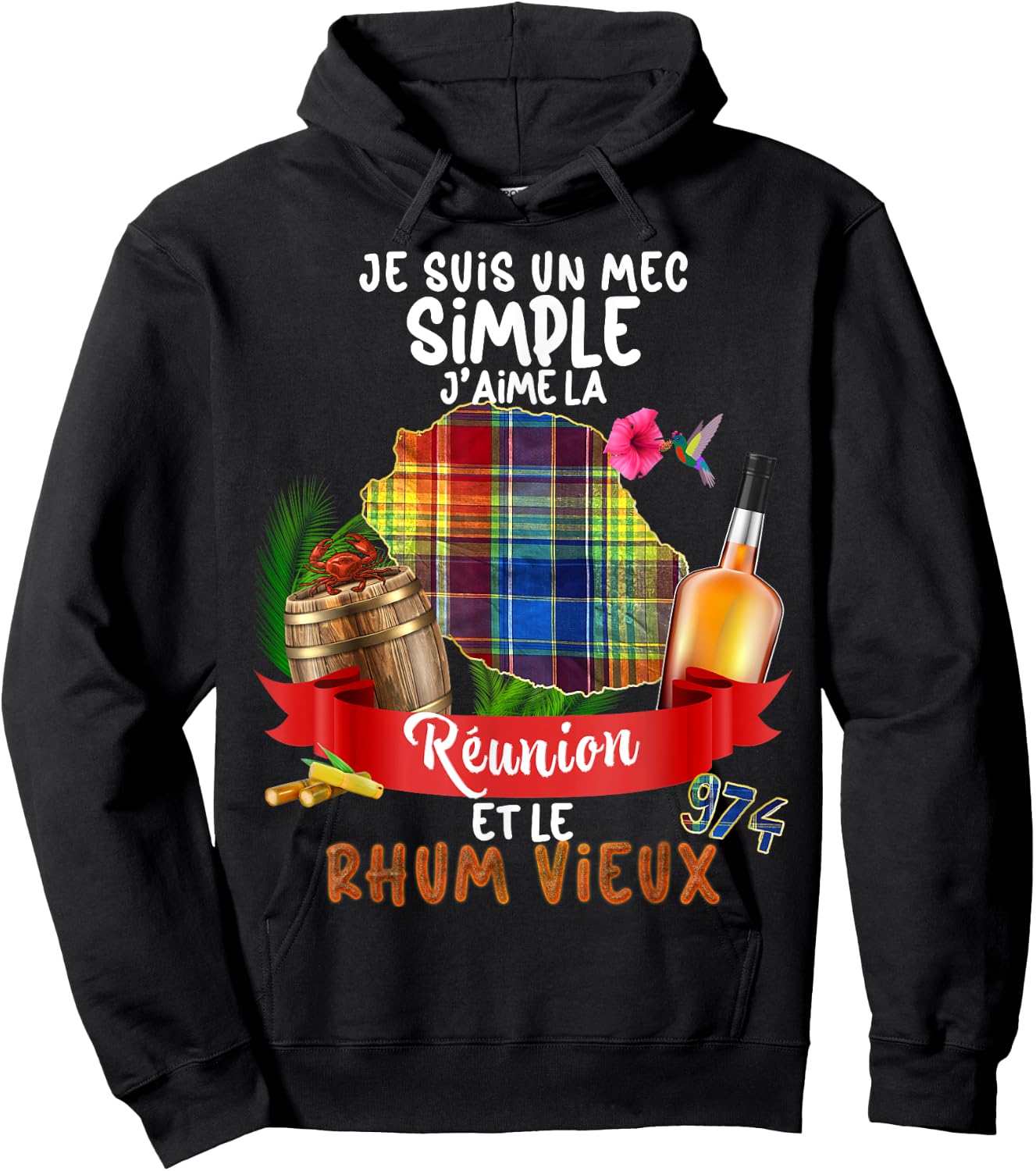 Man Reunion Island Aperitif Rum Old Ti Punch Papa Grandpa , Black, S Hoodie - Hoodie | Black
