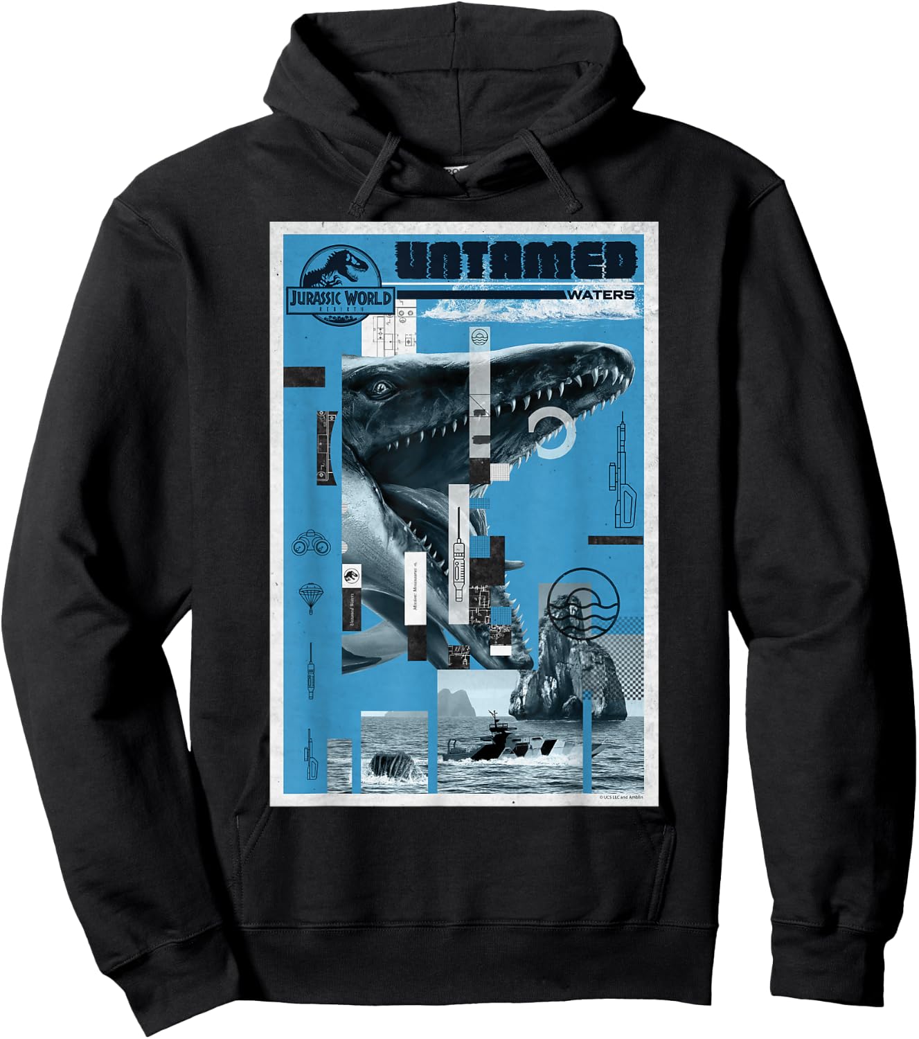 Jurassic World Rebirth Mosasaurus Untamed Waters Hoodie - Hoodie | Black