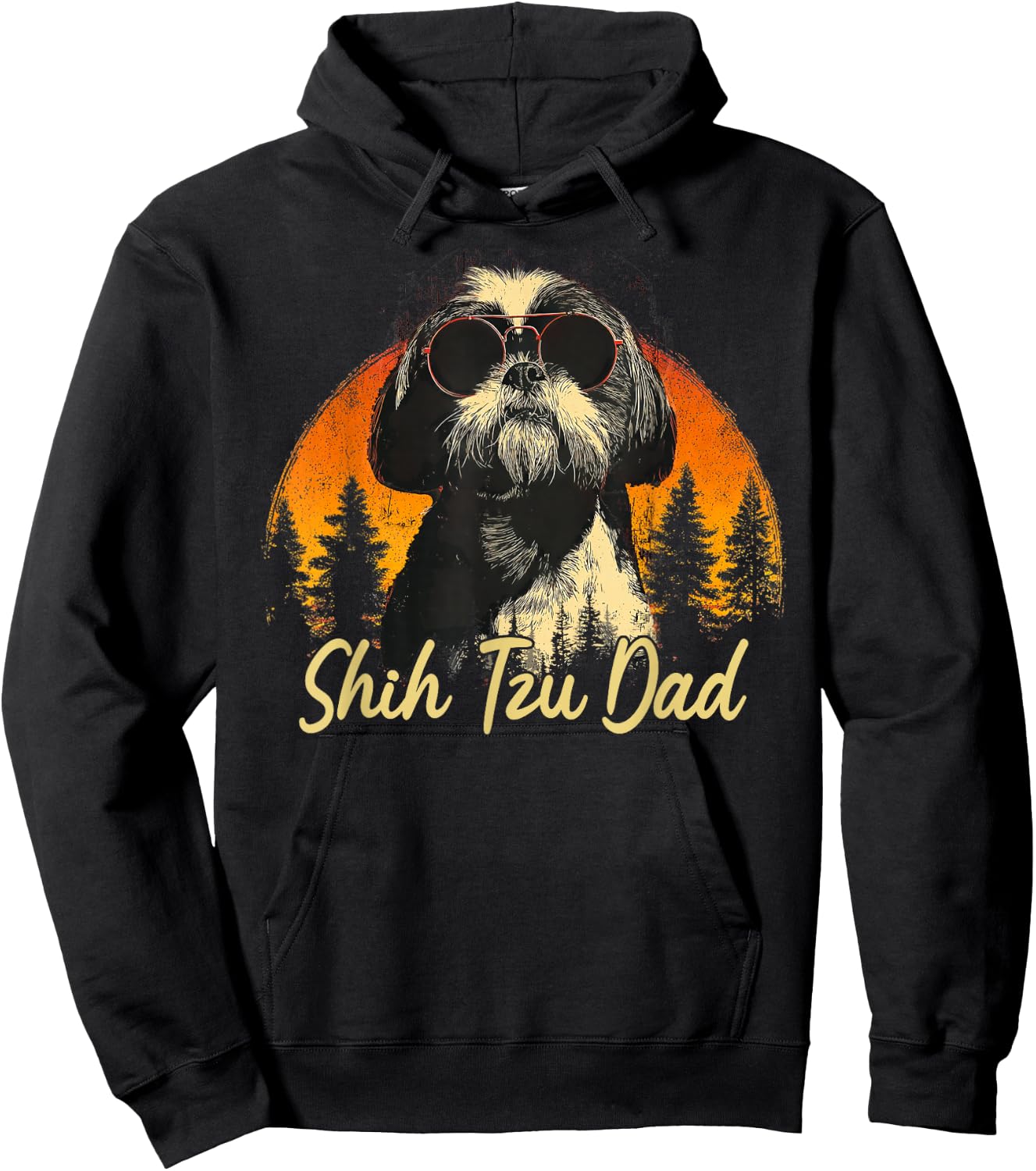 Best Shih Tzu Dad Vintage Fathers Day Dog Lover Men Women Hoodie - Hoodie | Black