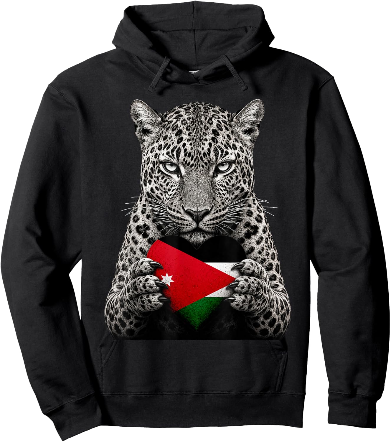 Jordan Flag Heart Pride Country Heritage Leopard Jordanian Hoodie - Hoodie | Black
