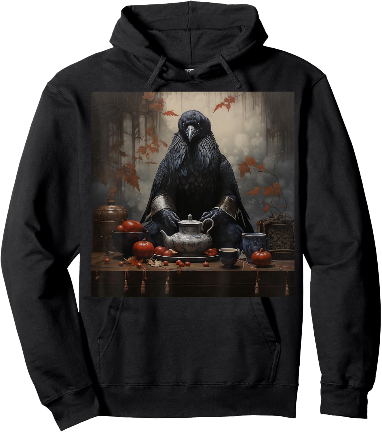 Japanese Art Japanese Woodblock Art Print Tea Ceremony Crow Hoodie - Hoodie | Black