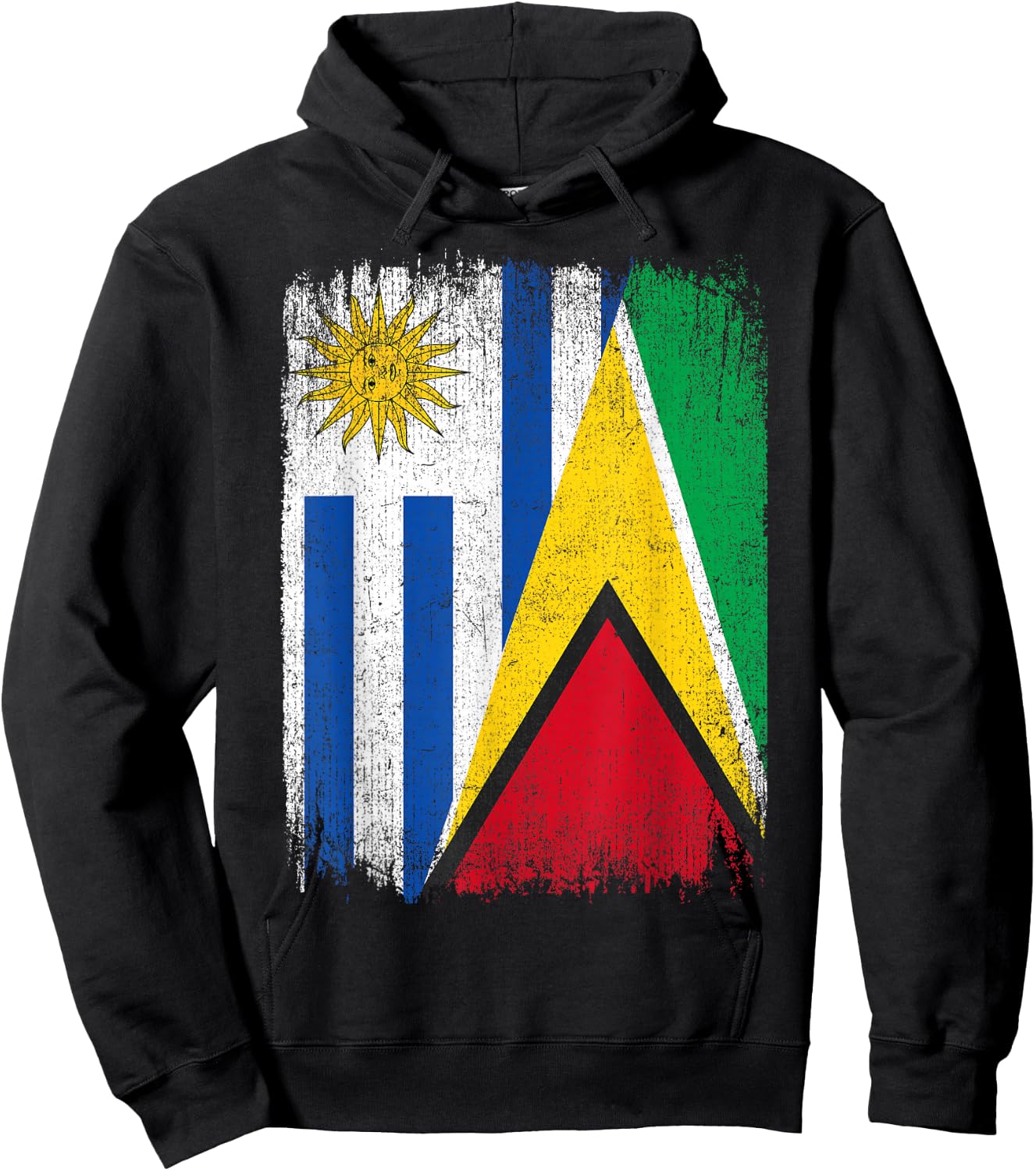 Half Uruguay Guyana Split Flag Uruguayan Pride Roots Hoodie - Hoodie | Black