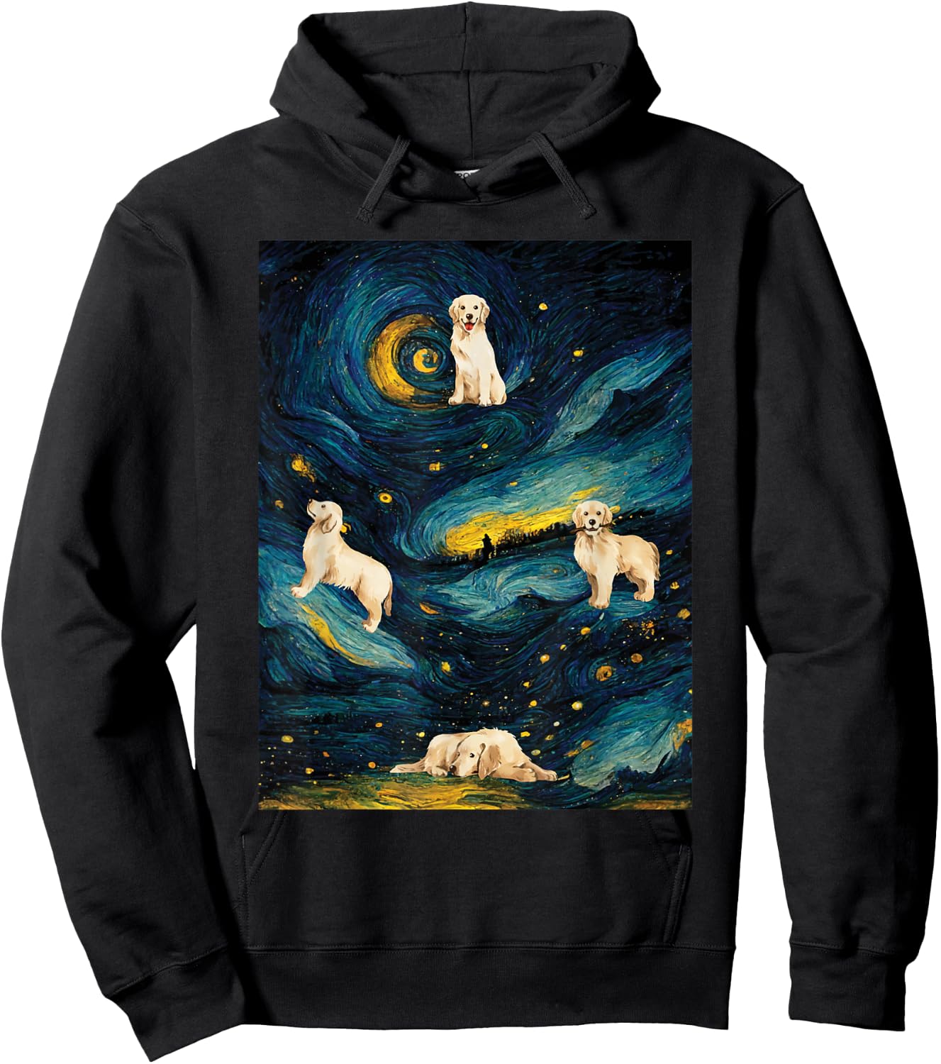 Starry Night Golden Retriever Dog - Canine Lover Pet Owner Men Women Girls Kids Hoodie - Hoodie | Black