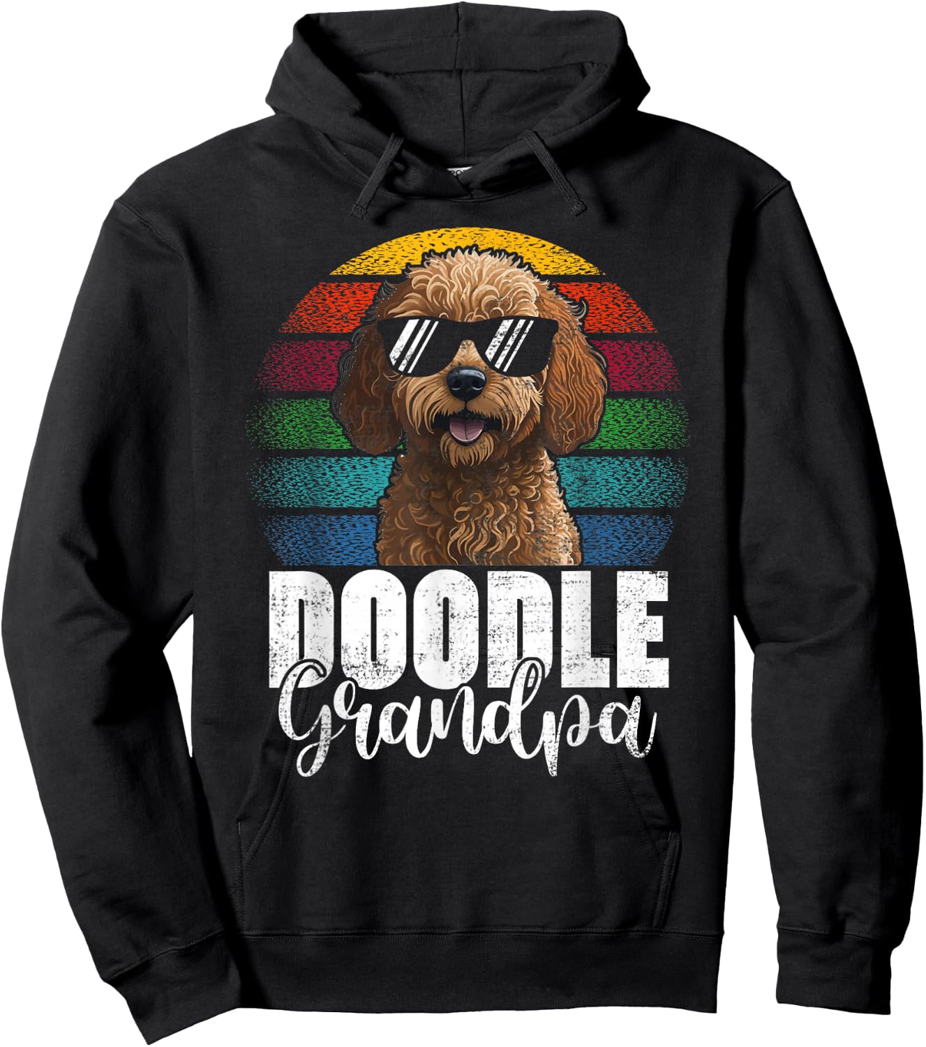 Retro Doodle Grandpa Goldendoodle Dog Lover Fathers Day Men Hoodie - Hoodie | Black