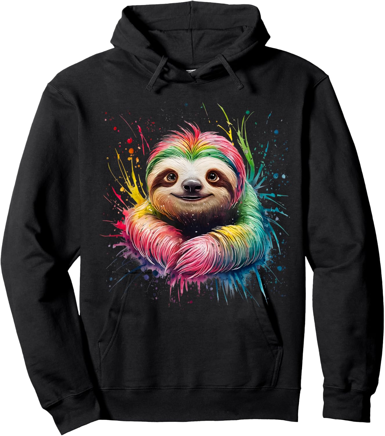 Sloth Men's Women's Colourful Watercolour Sloth Hoodie - Hoodie | Black