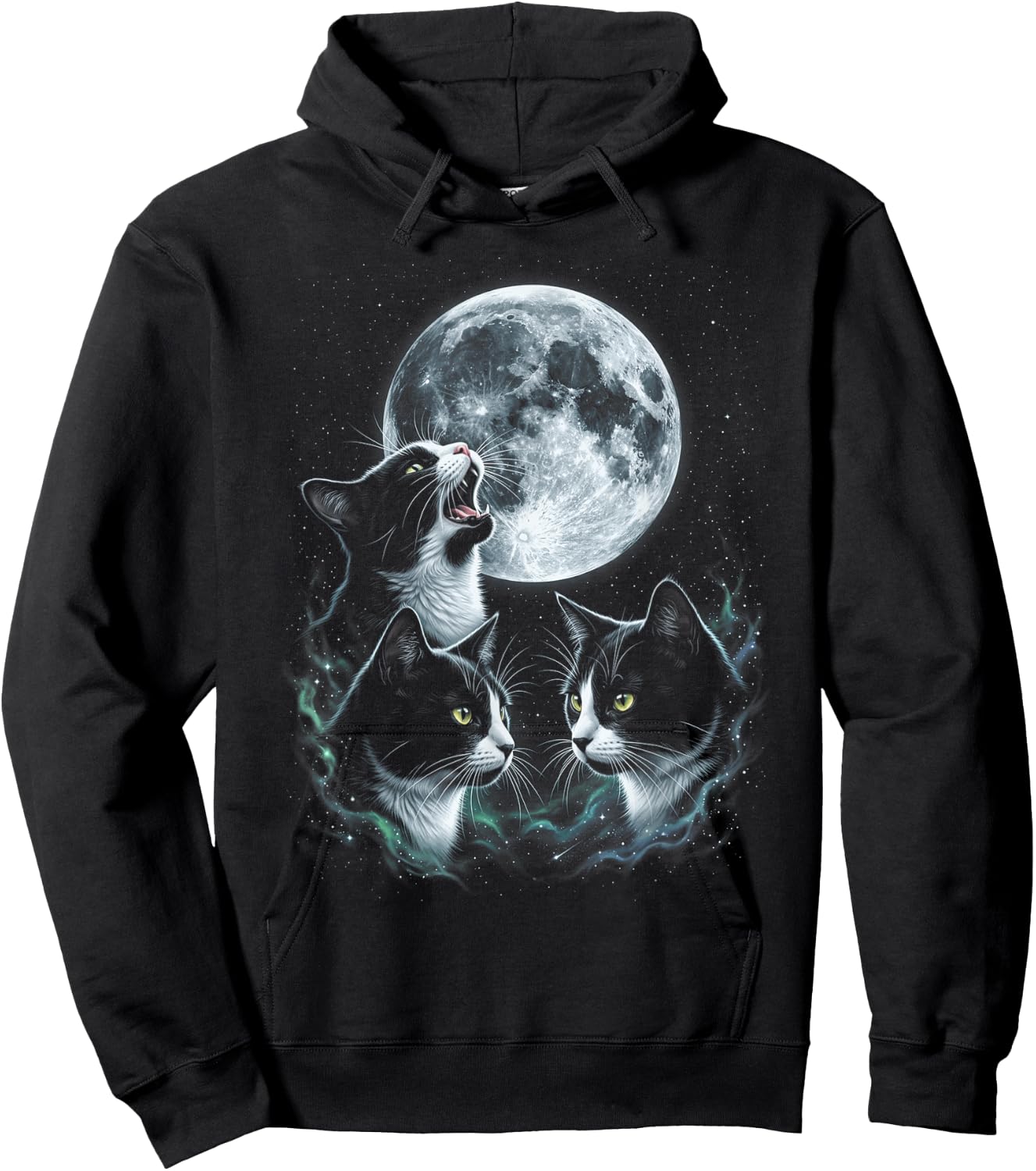Howling At The Moon Tuxedo Cats Hoodie - Hoodie | Black