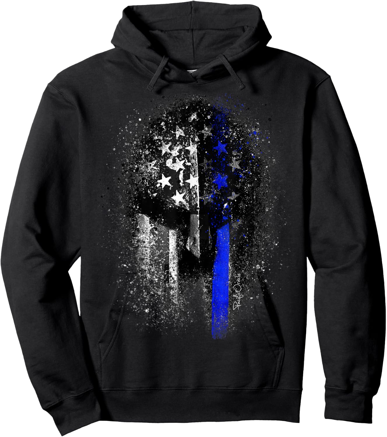 Epic Patriotic Spartan Flag Police Support Thin Blue Line Hoodie - Hoodie | Black