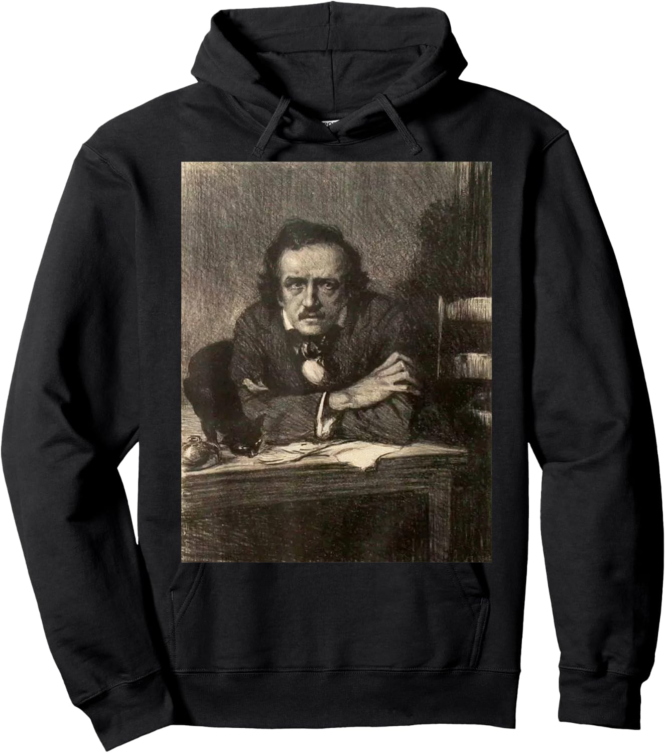 Poe Black Cat-Vintage Cat Lover Edgar Allan Poe Hoodie - Hoodie | Black