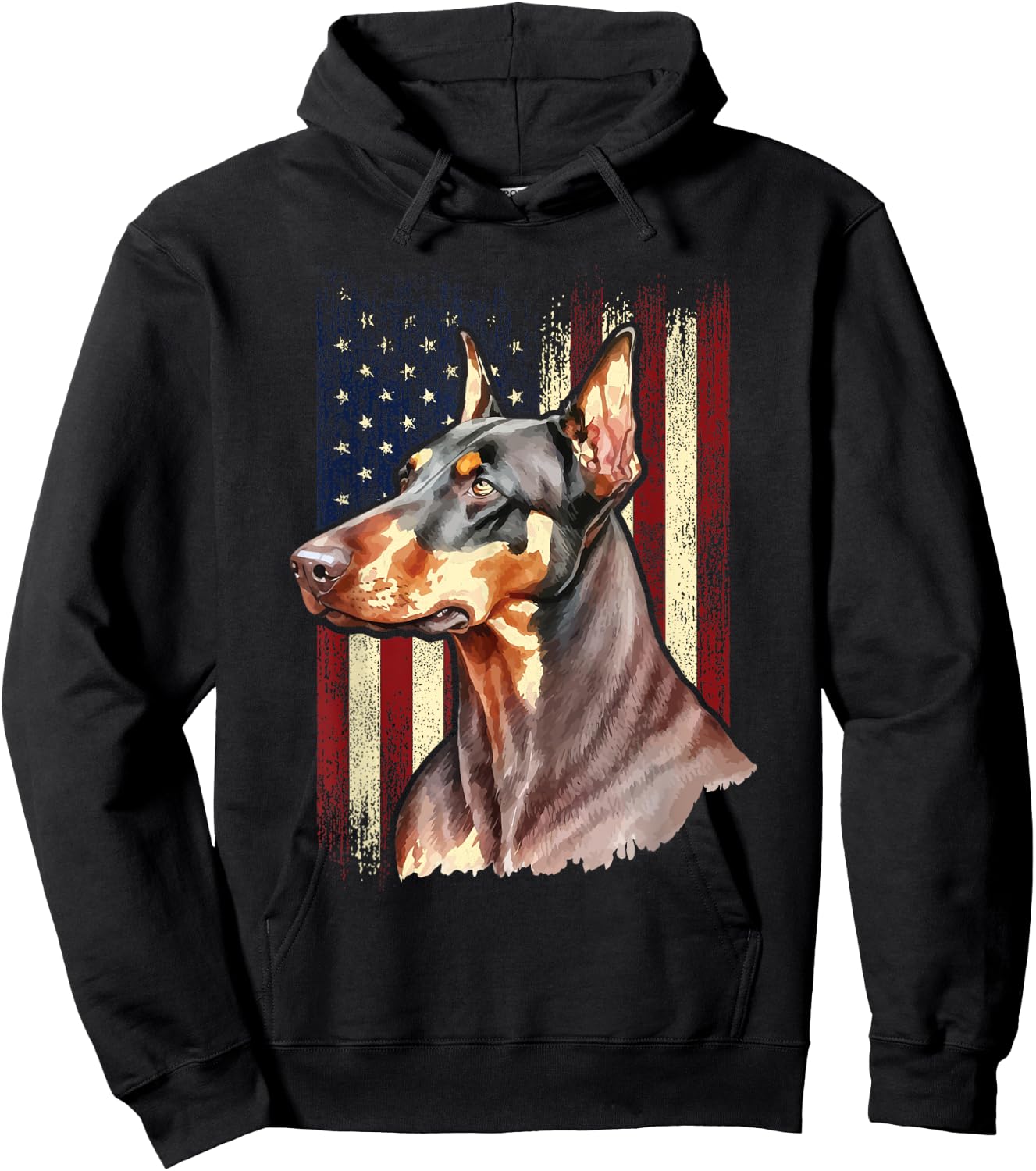 USA American Flag Doberman - Canine Pet Lover Dog Trainer Hoodie - Hoodie | Black