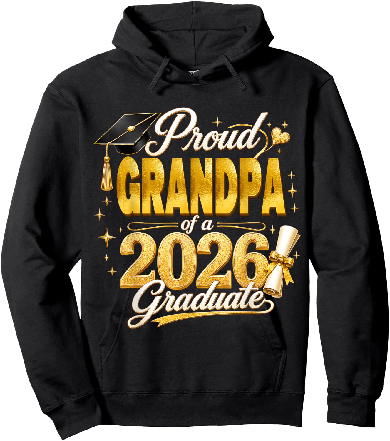 Proud Grandpa 2026 Graduate Senior Graduation Family Pride Hoodie - Hoodie | Black