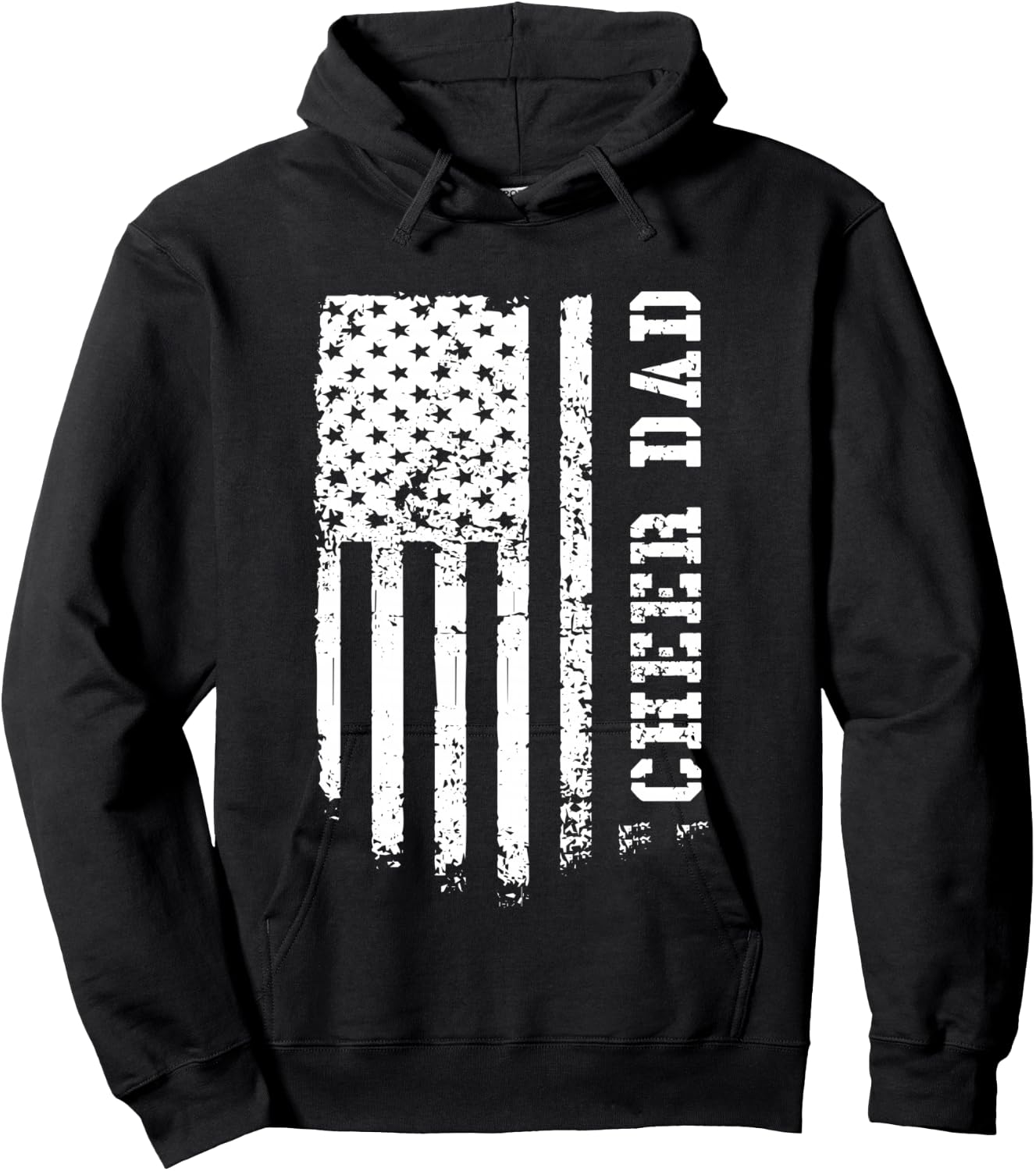 Cheer Dad Cheerleading American Flag Fathers Day Cheerleader Hoodie - Hoodie | Black