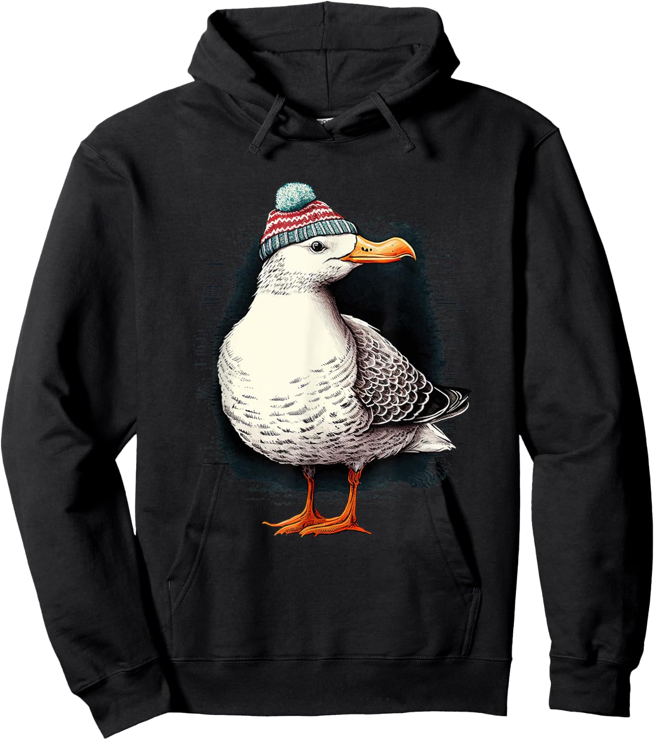 women men apparel: Funny animals design seagull Hoodie - Hoodie | Black