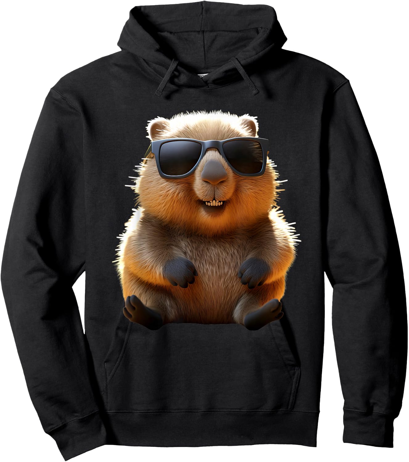 Wombat with Sunglasses Australia Marsupial Cute Wombat , black Hoodie - Hoodie | Black