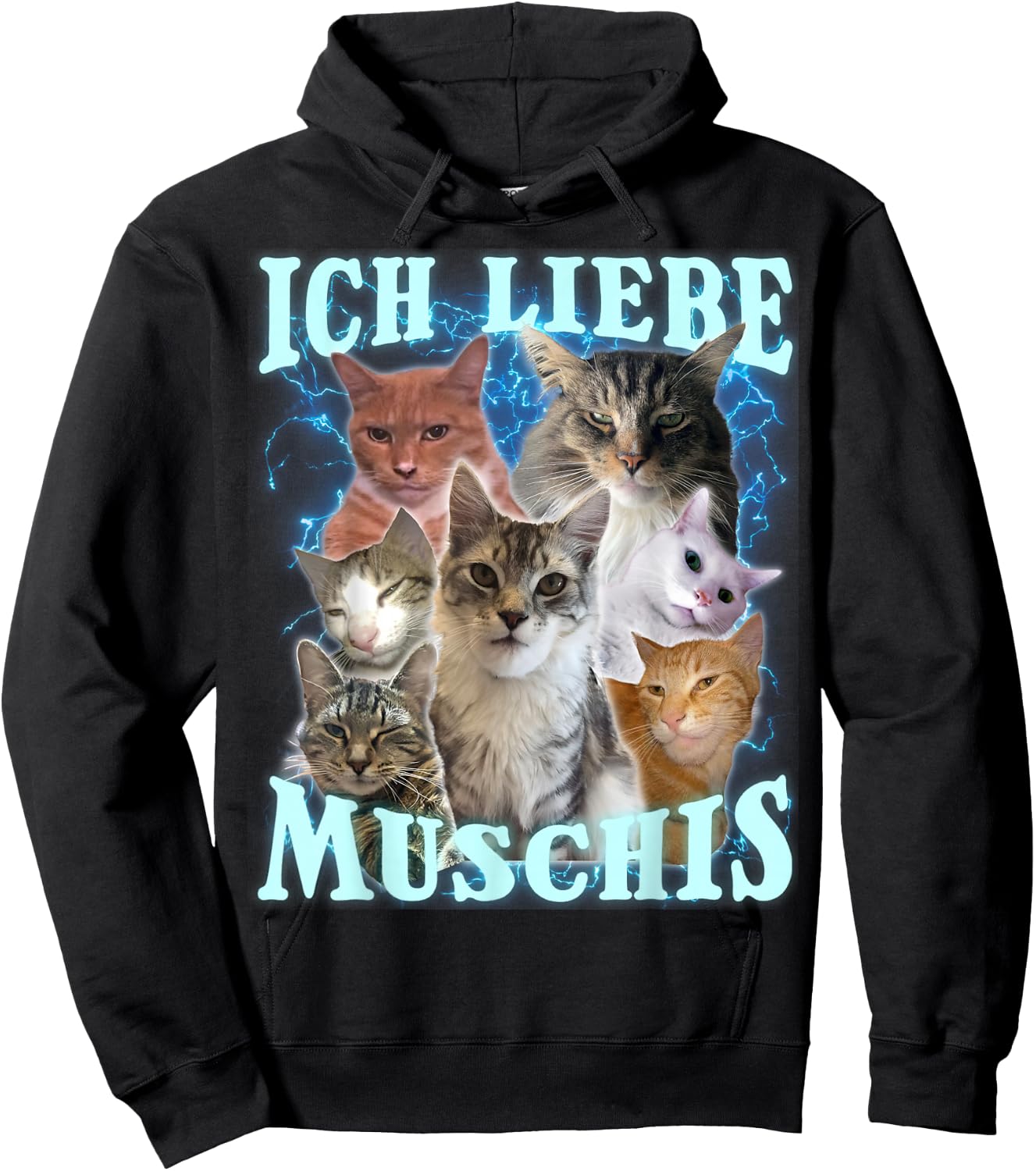 with German Text "Ich Liebe Musch, black Hoodie - Hoodie | Black