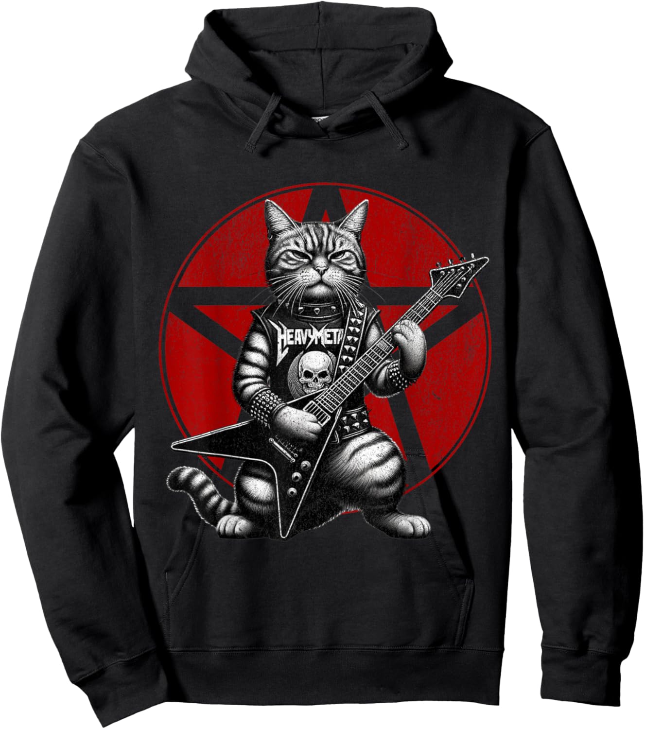 Heavy Metal Cats and Death Metal Music Metalhead Rock Guitar Hoodie - Hoodie | Black