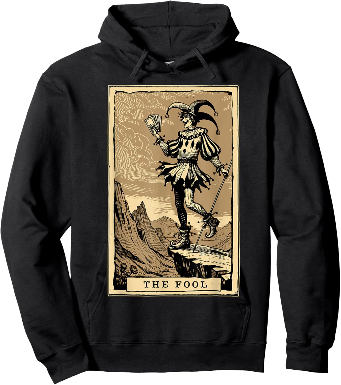 Tarot Card Shirt Jester The Fool Major Arcana Tarot Card Hoodie - Hoodie | Black