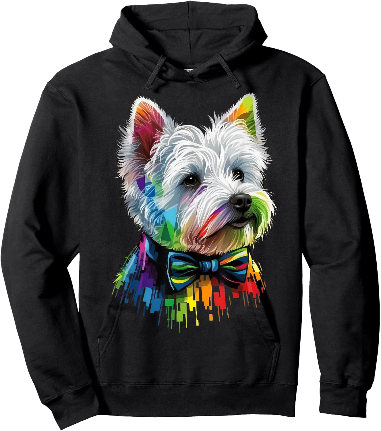 Westie Gay Pride Dog LGBT Rainbow Flag on Westie LGBTQ Men Women Kids Hoodie - Hoodie | Black