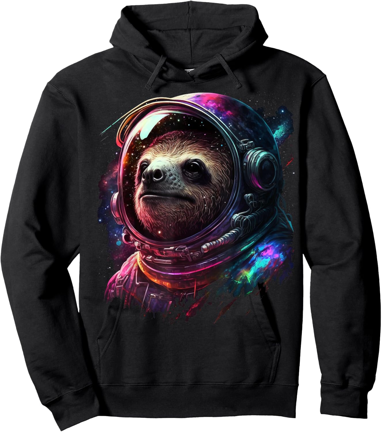 Sloth Astronaut in Space Suit Colorful Cosmos Explorer Hoodie - Hoodie | Black