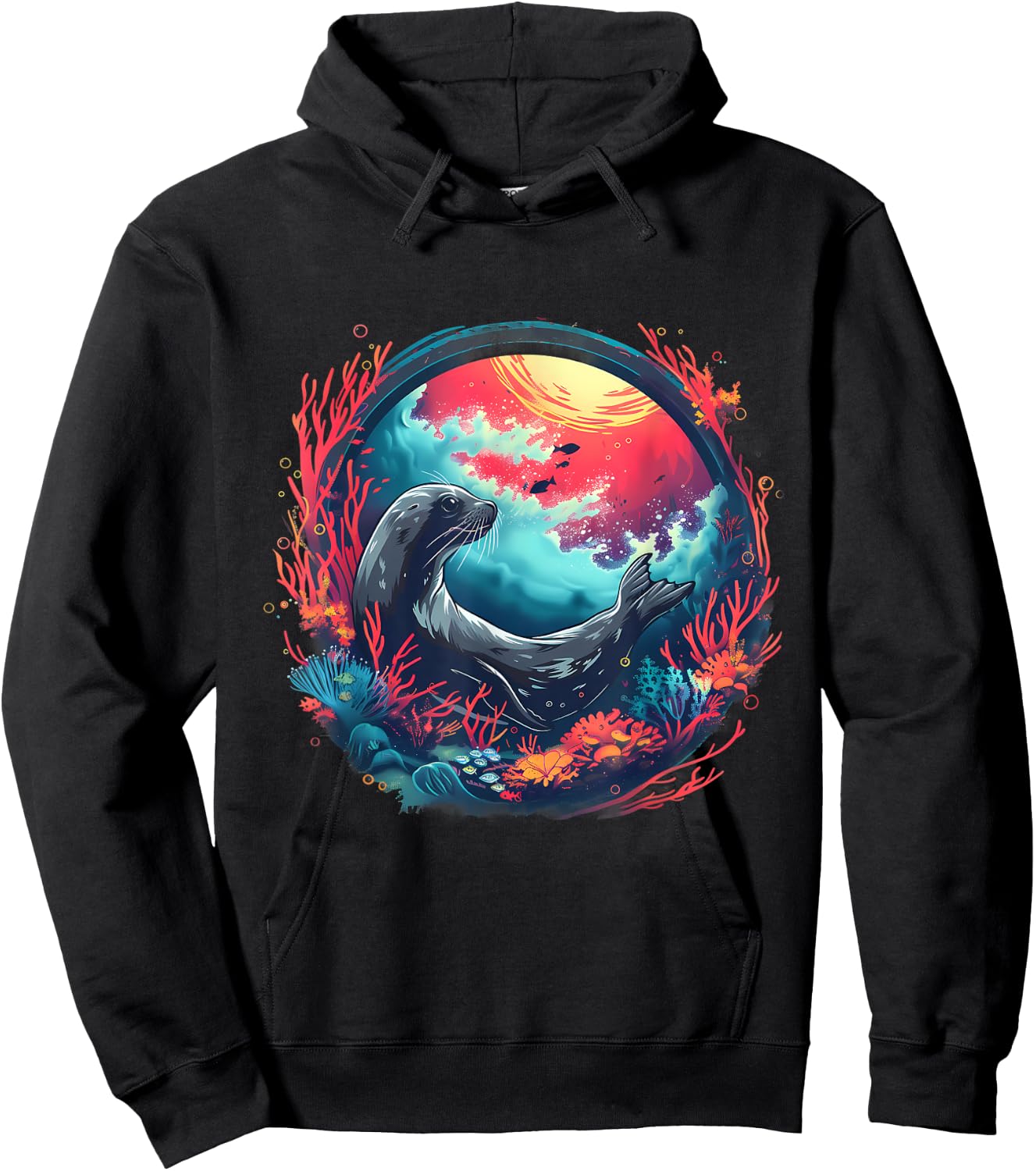 Seal Ocean Sea Animal Sea Ocean Seal Artwork Marine Mammal Hoodie - Hoodie | Black