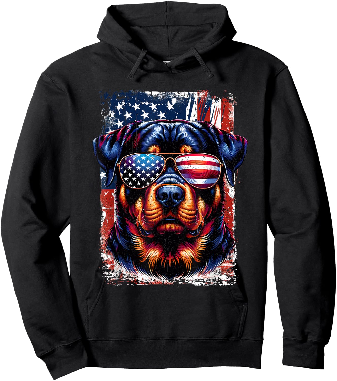 Vintage Rottweiler Dogs Lovers American Flag 4th Of July Women Kids Men Hoodie - Hoodie | Black
