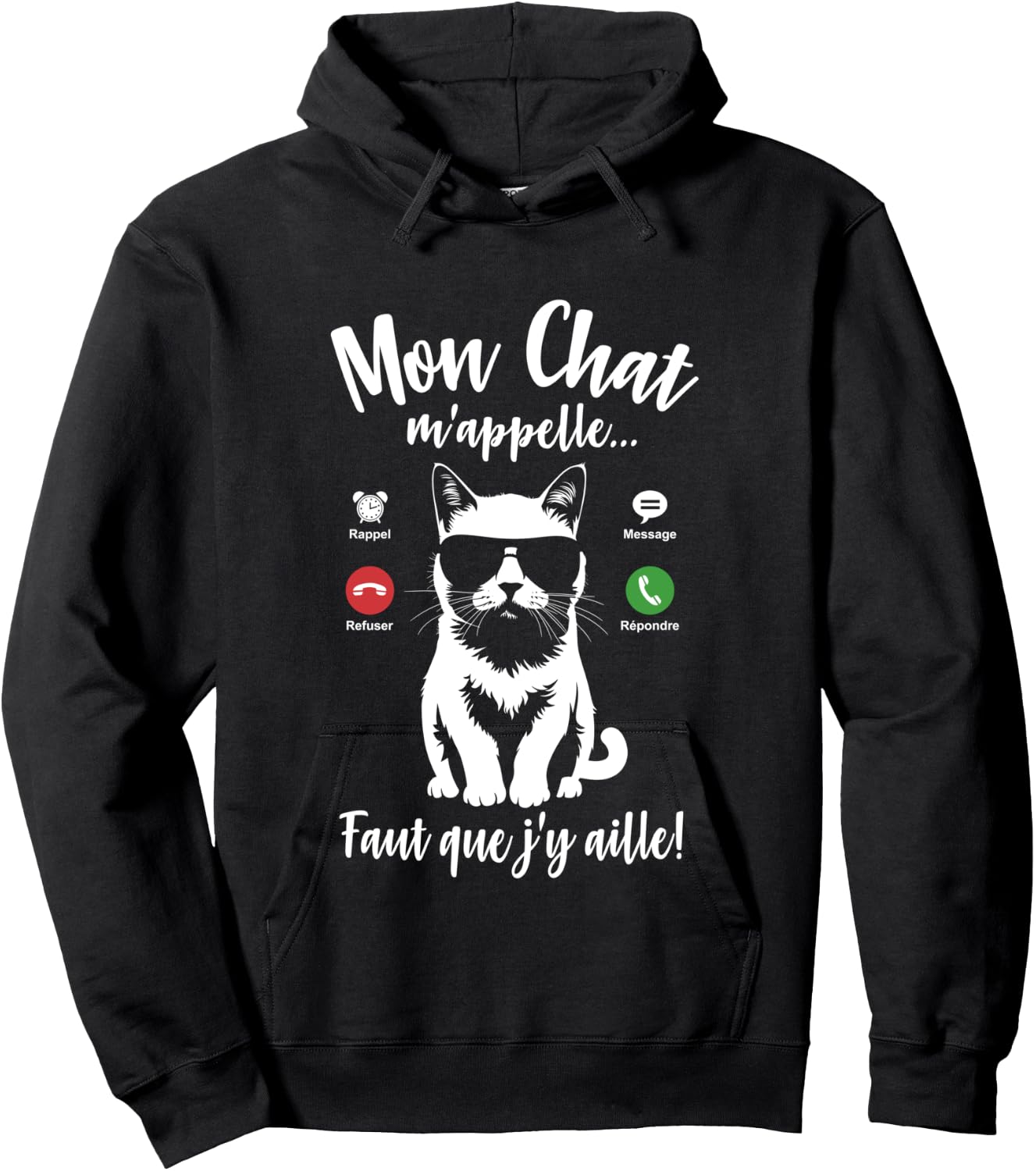 Silhouette Cat Woman Girl Funny My Cat Calls Me Calls Me Design Hoodie - Hoodie | Black
