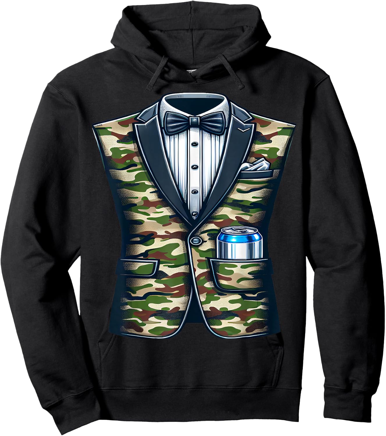 Tuxedo Camouflage with Beer Hoodie - Hoodie | Black
