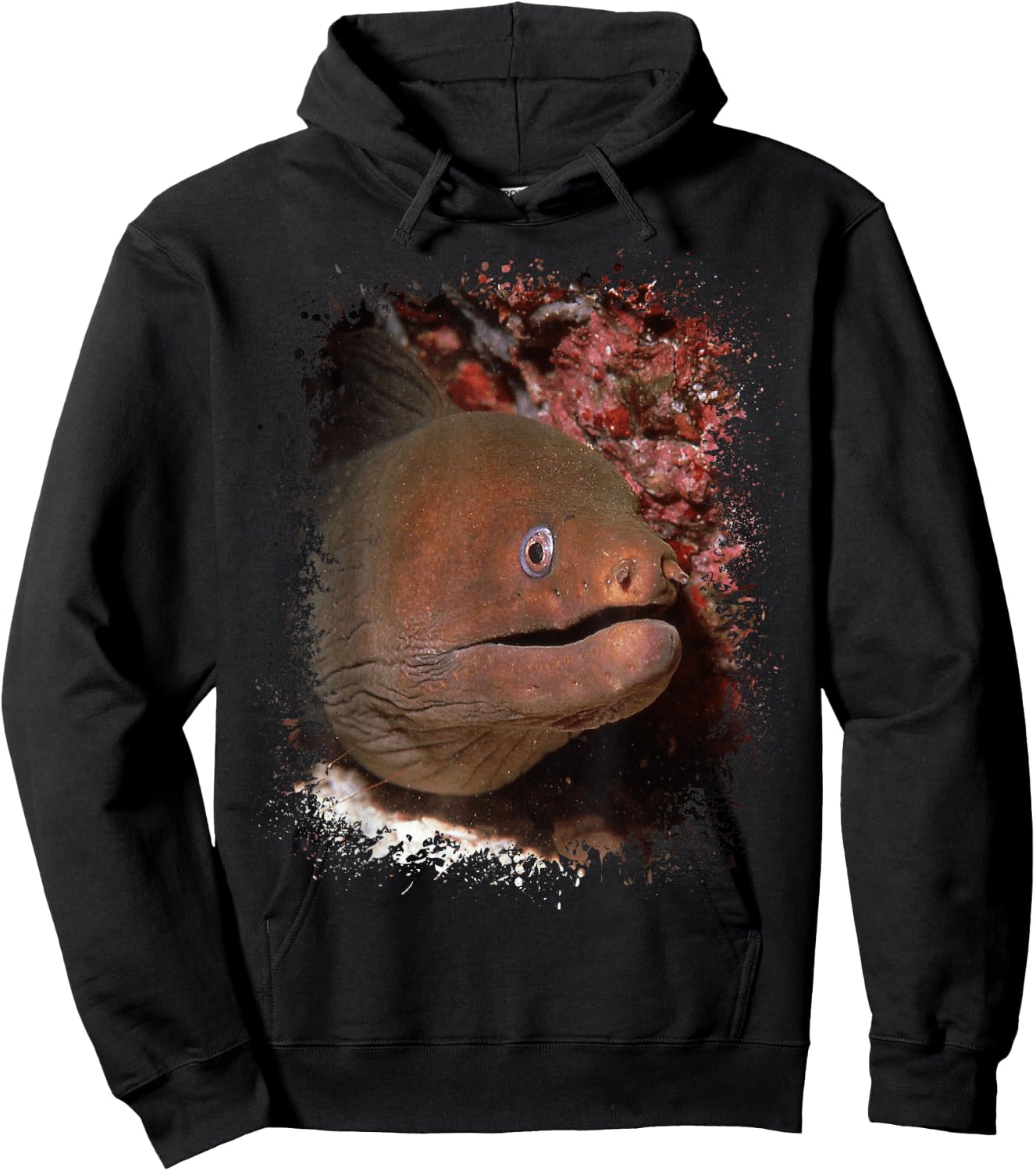 Moray Eel Photo Ocean Animal Splatter Art Aquarium Hoodie - Hoodie | Black