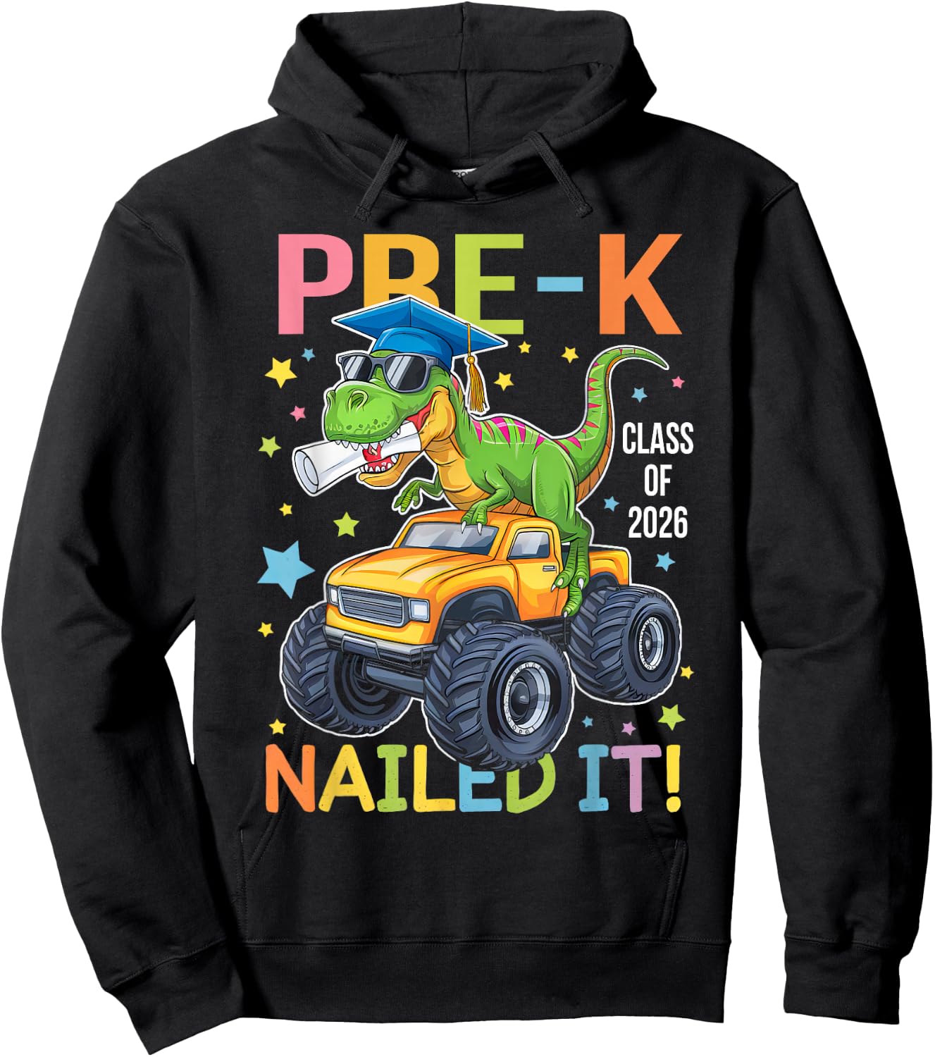 Pre-K Graduation Class Of 2026 Graduate Dinosaur Boys Kids Hoodie - Hoodie | Black