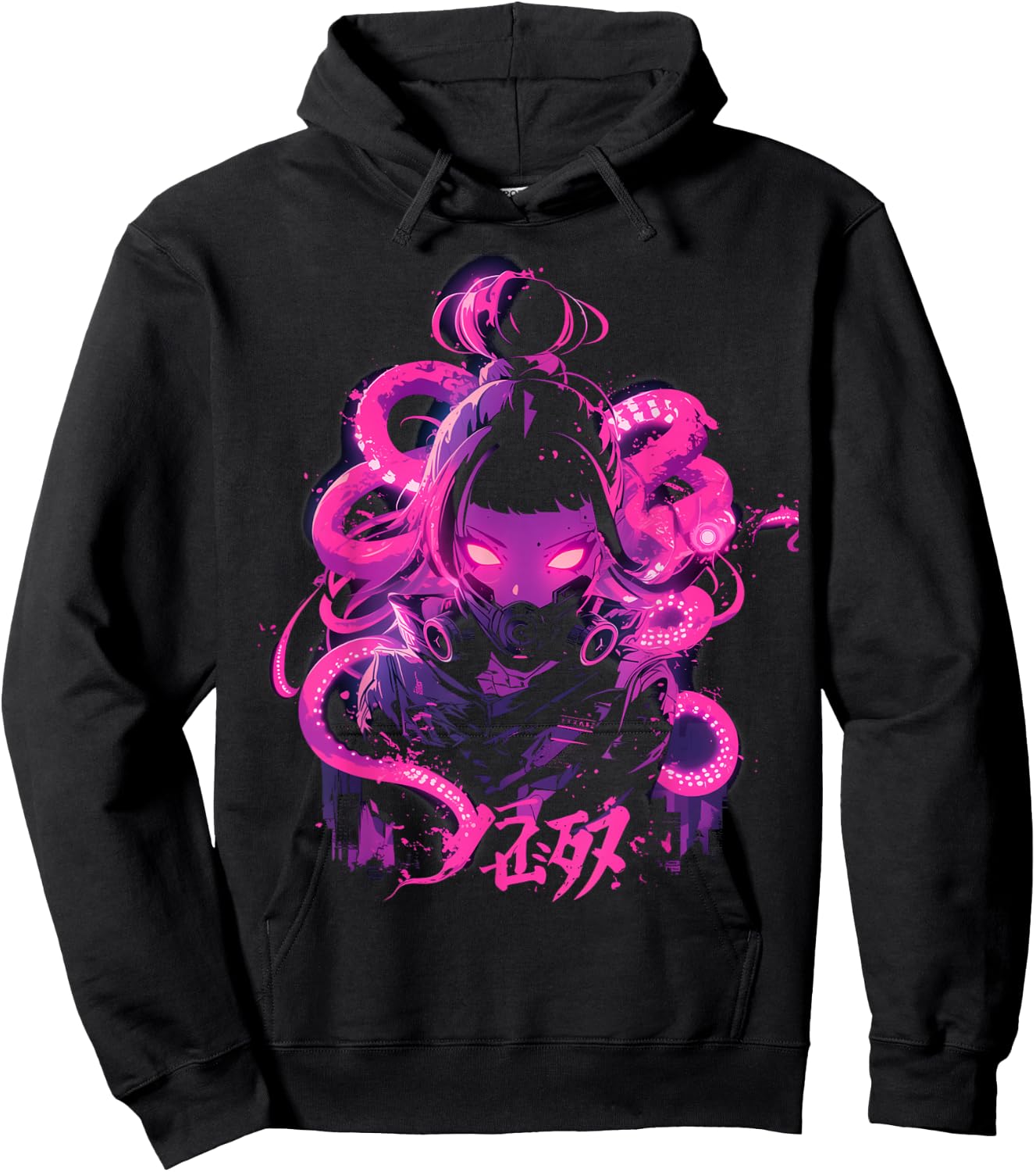 Japanese Anime Manga Girl Octopus Cyberpunk Gothic Horror Hoodie - Hoodie | Black