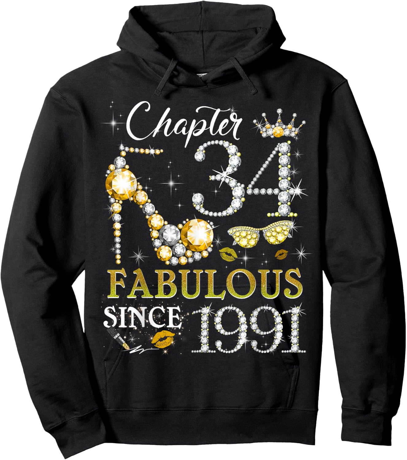 Women's Chapter 34 Fabulous Since 1991 34th Birthday Queen Hoodie - Hoodie | Black