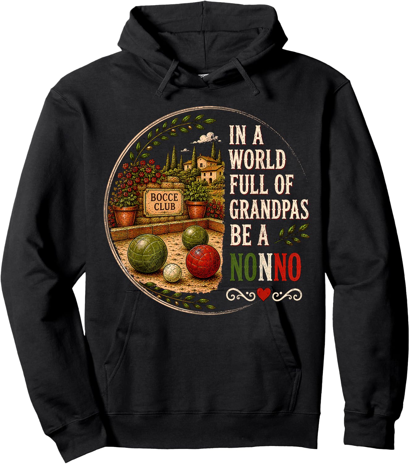 in A World Full of Grandpas Be A Nonno Father's Day Italian Hoodie - Hoodie | Black