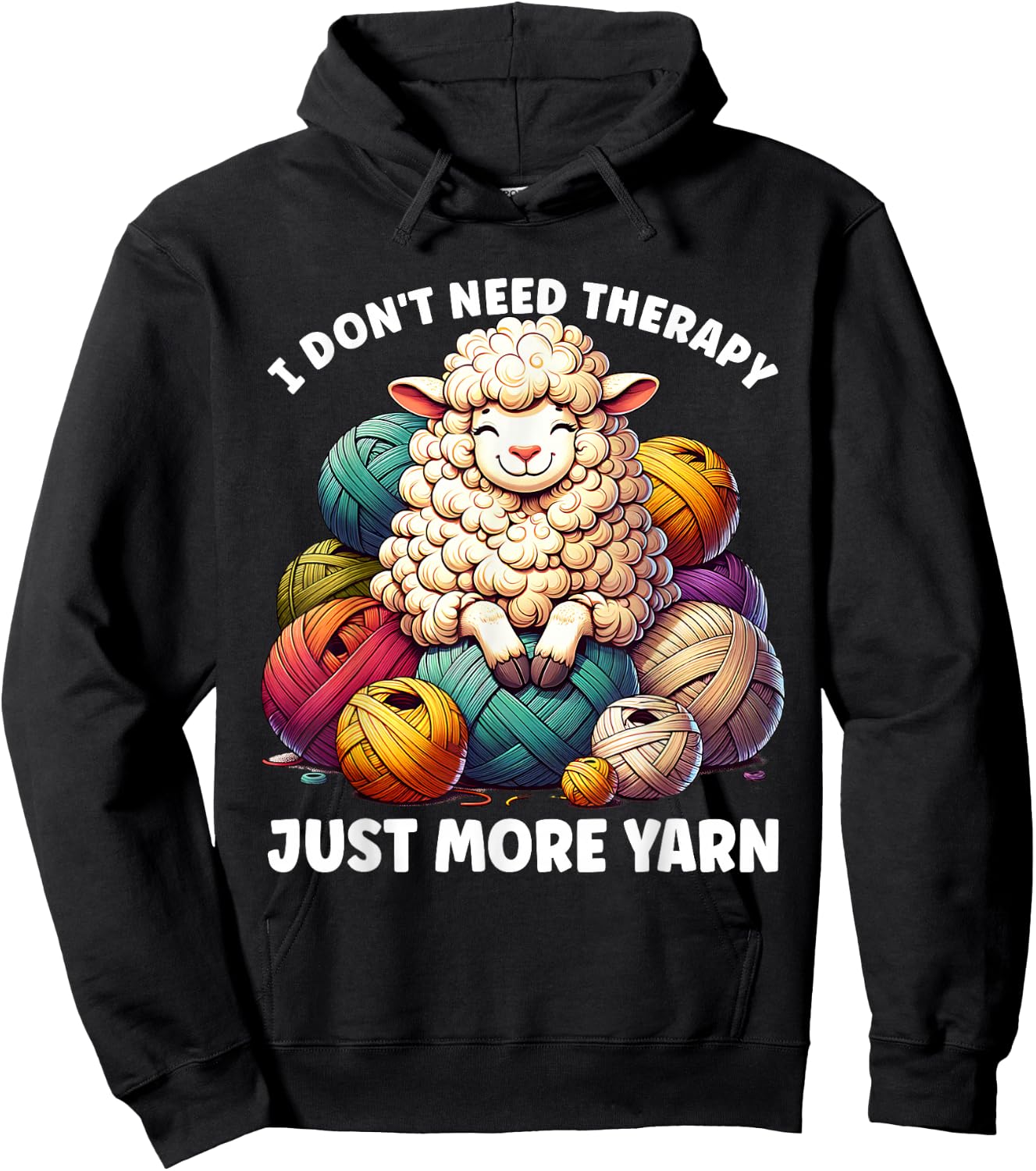 Wool Lover Hnadmade Crochet Sheep Need More Yarn Knitting Hoodie - Hoodie | Black