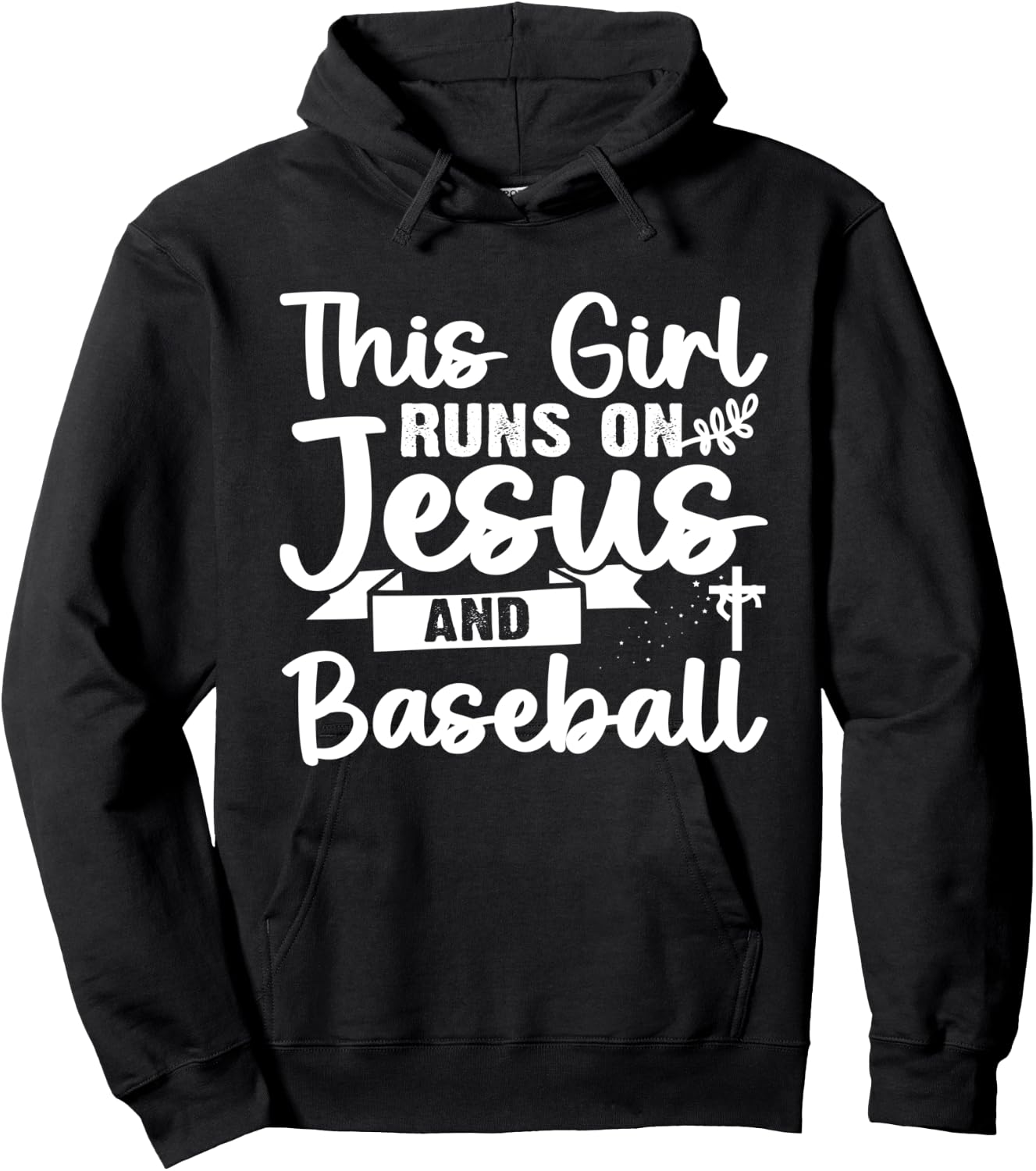 This Girl Runs On Jesus And Baseball Hoodie - Hoodie | Black